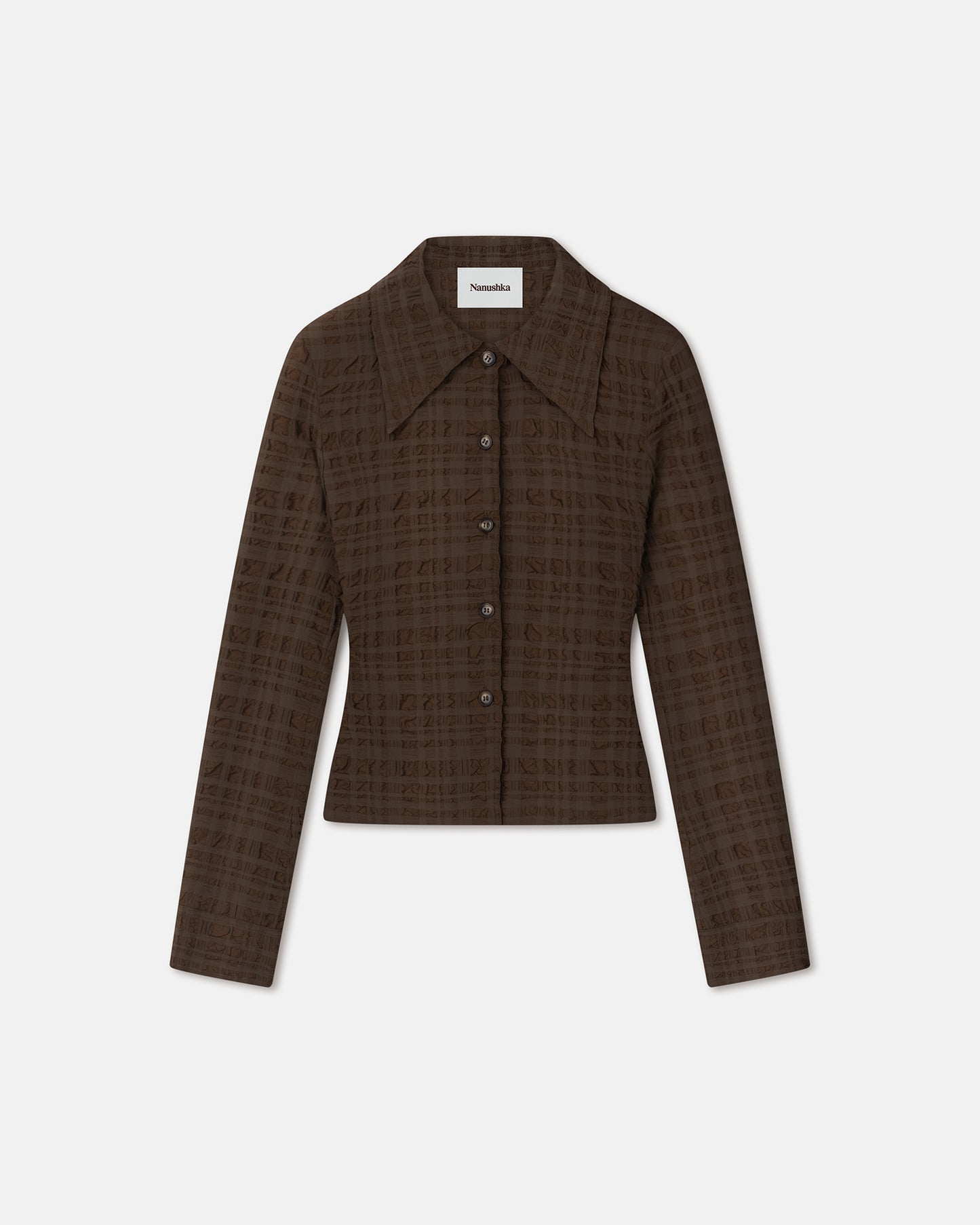 Lotte - Checked Seersucker Shirt - Dark Brown