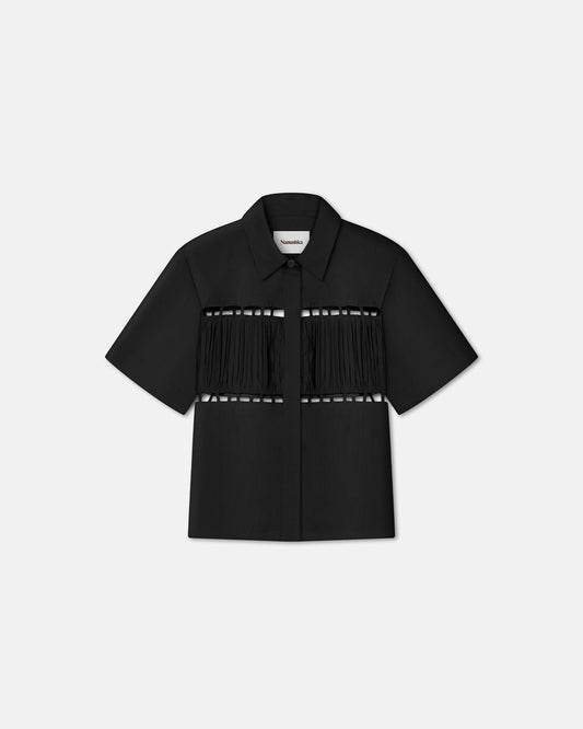 Satu - Pleated Poplin Shirt - Black