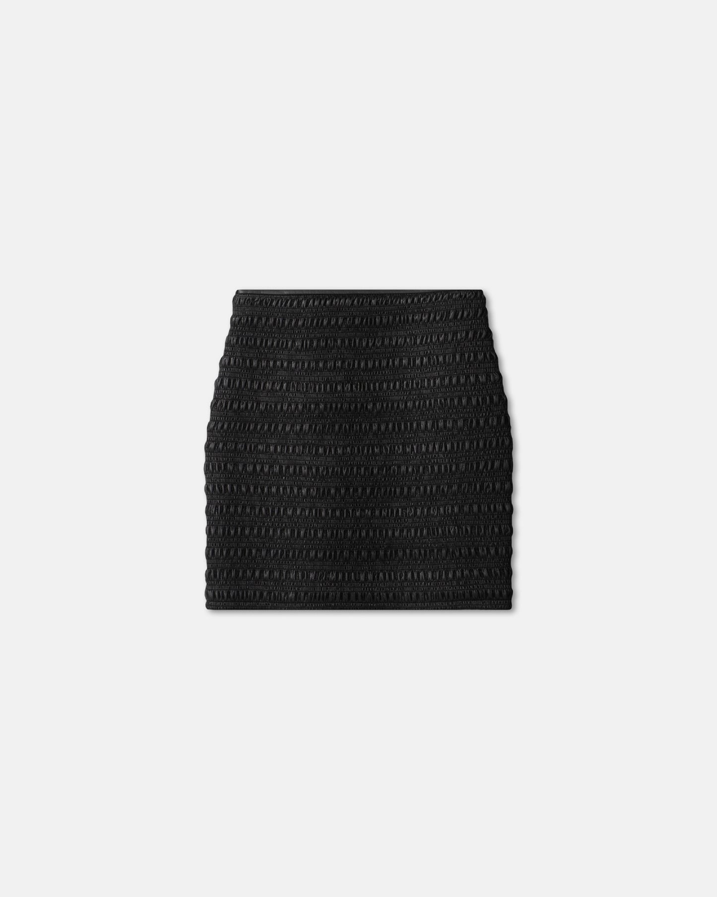 Ceara - Smocked Okobor™ Alt-Leather Mini Skirt - Black