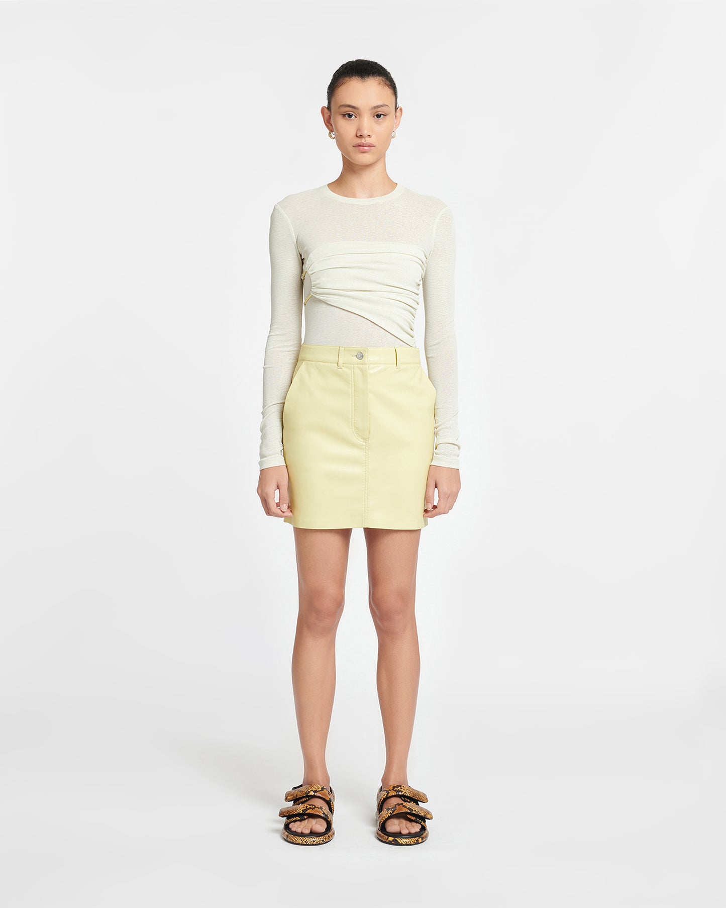 Miray - Okobor™ Alt-Leather Mini Skirt - Lemongrass