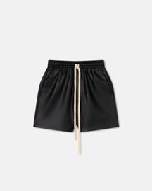 Maurine - Okobor™ Alt-Leather Drawstring Shorts - Creme/Black