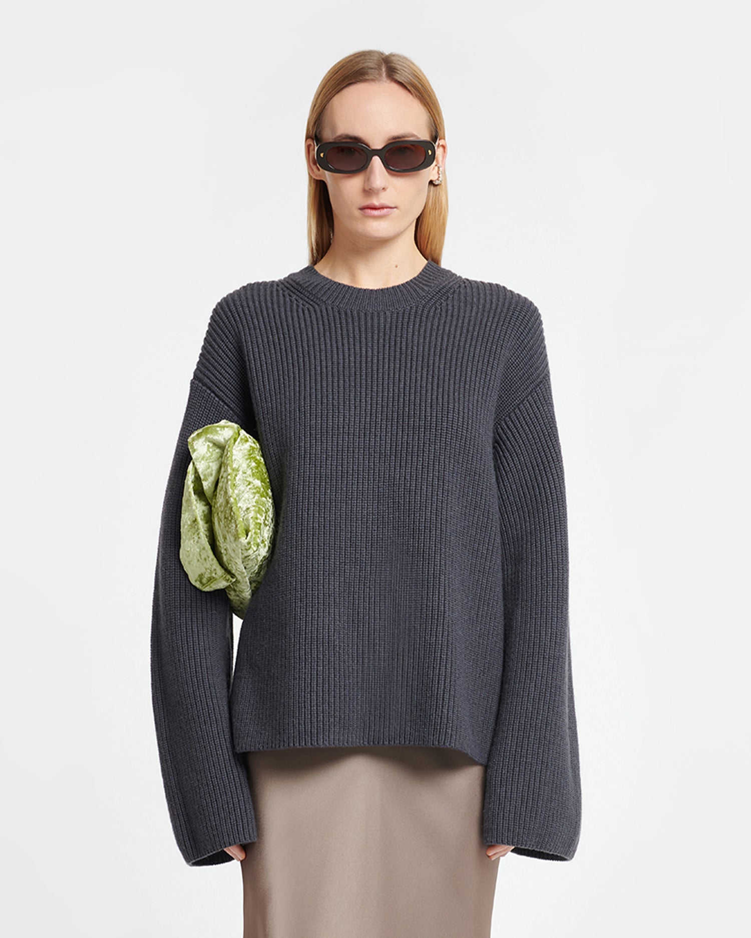 Maura - Cashmere-Blend Sweater - School Grey – Nanushka