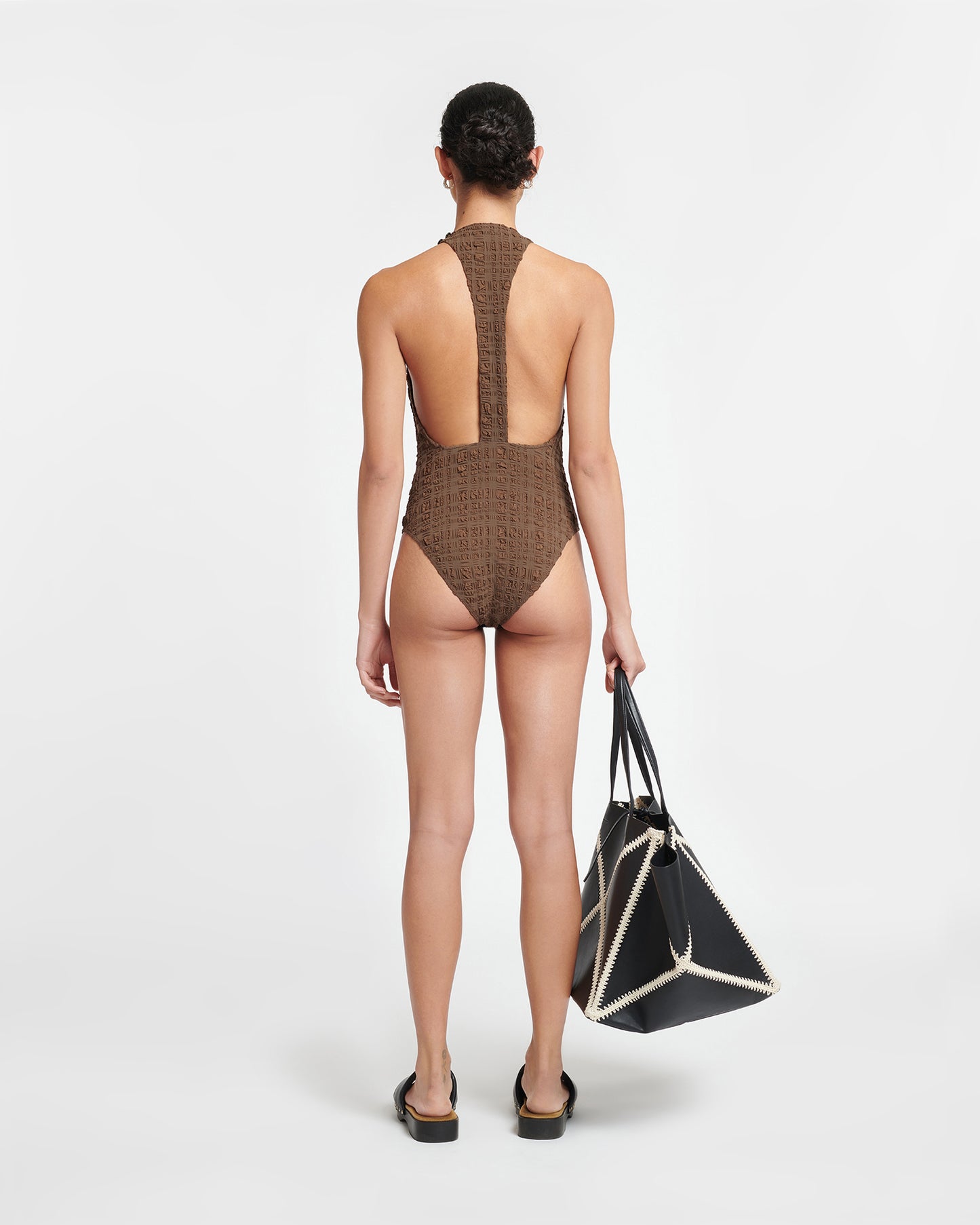 Irina - Seersucker Bodysuit - Dark Brown