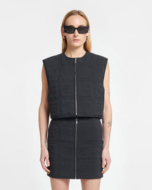 Lise - Quilted Tech Poplin Vest - Black