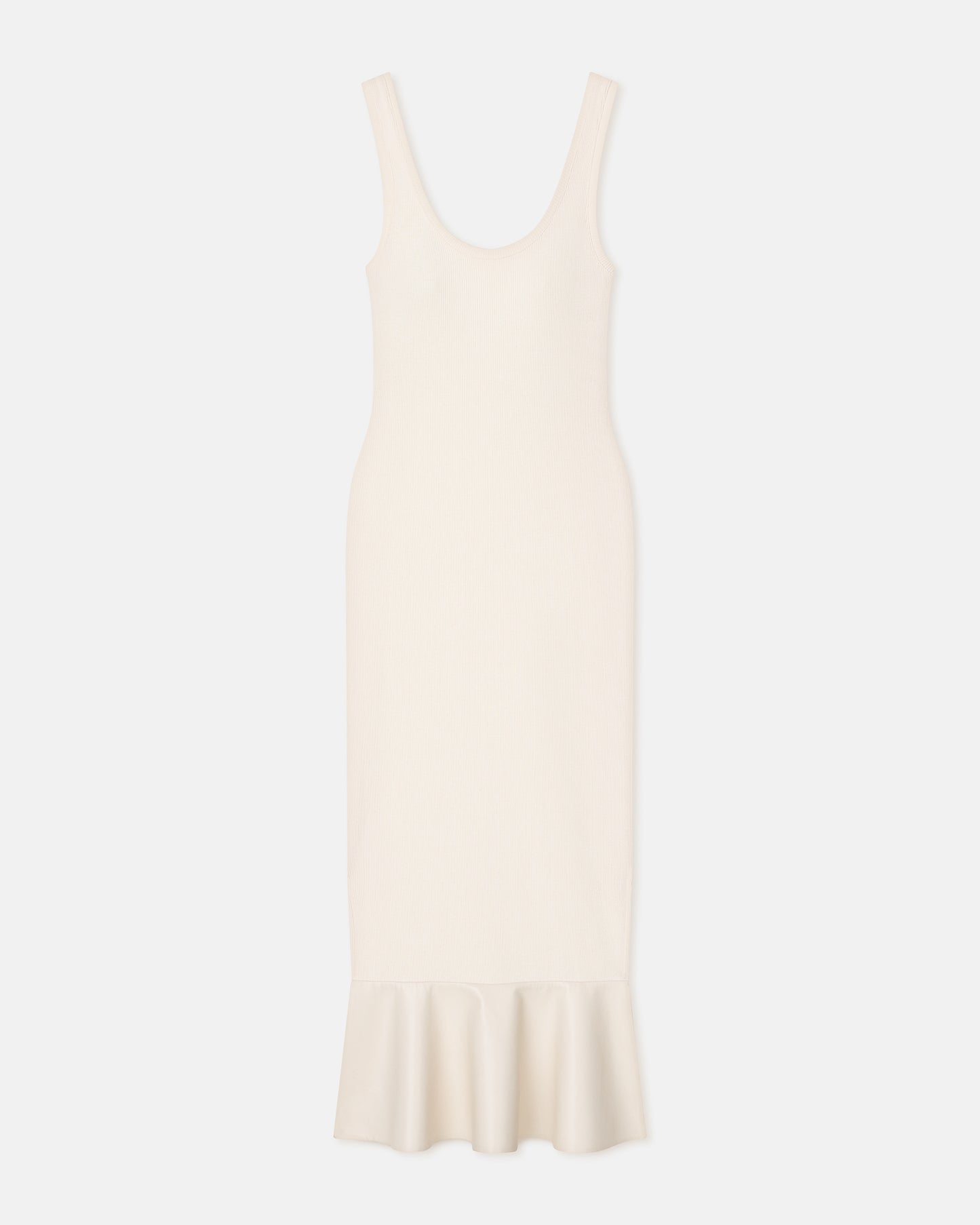 Talulla - Leather-Trimmed Ribbed-Jersey Midi Dress - Creme