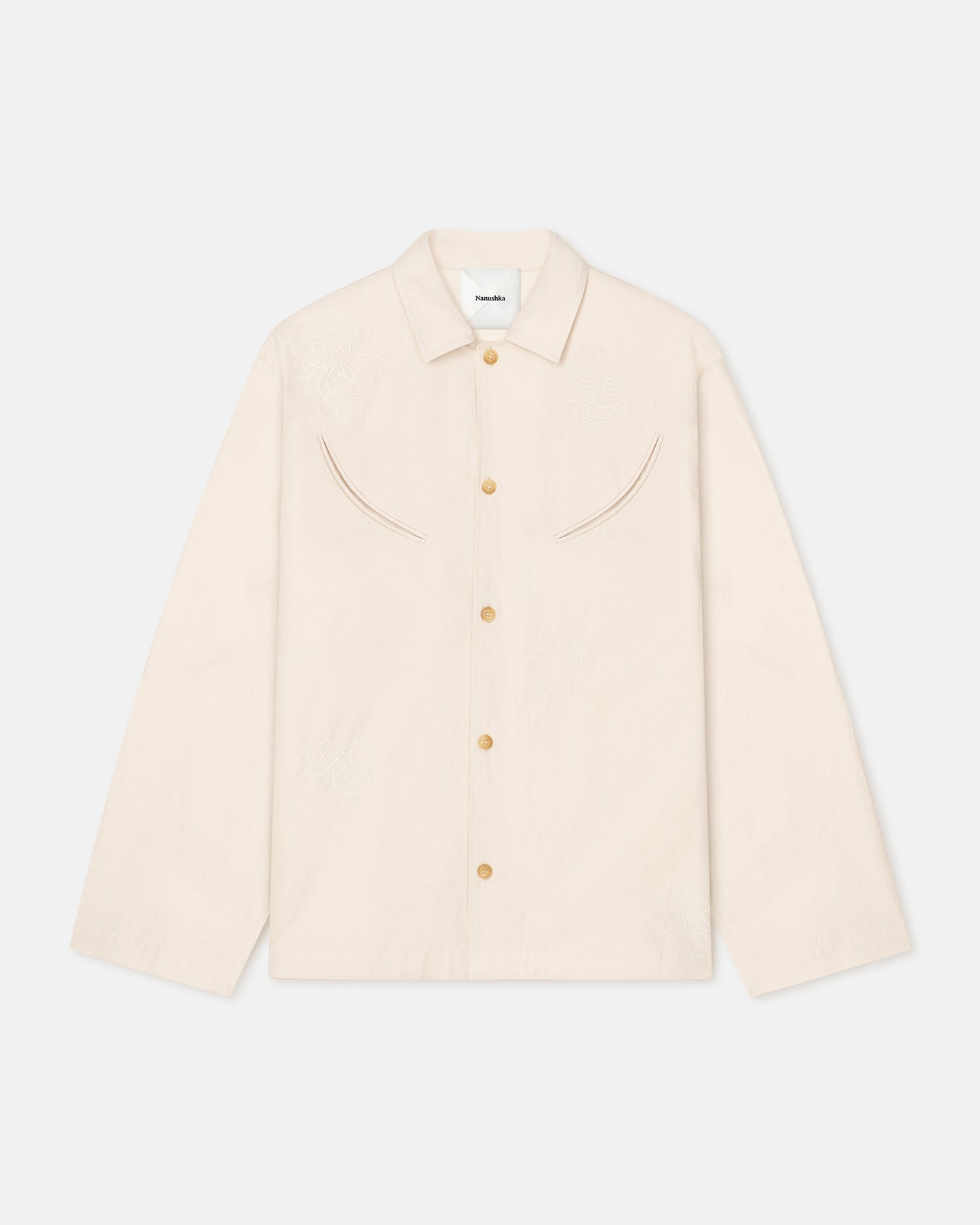 Coby - Heavy Poplin Embroidered Shirt - Creme