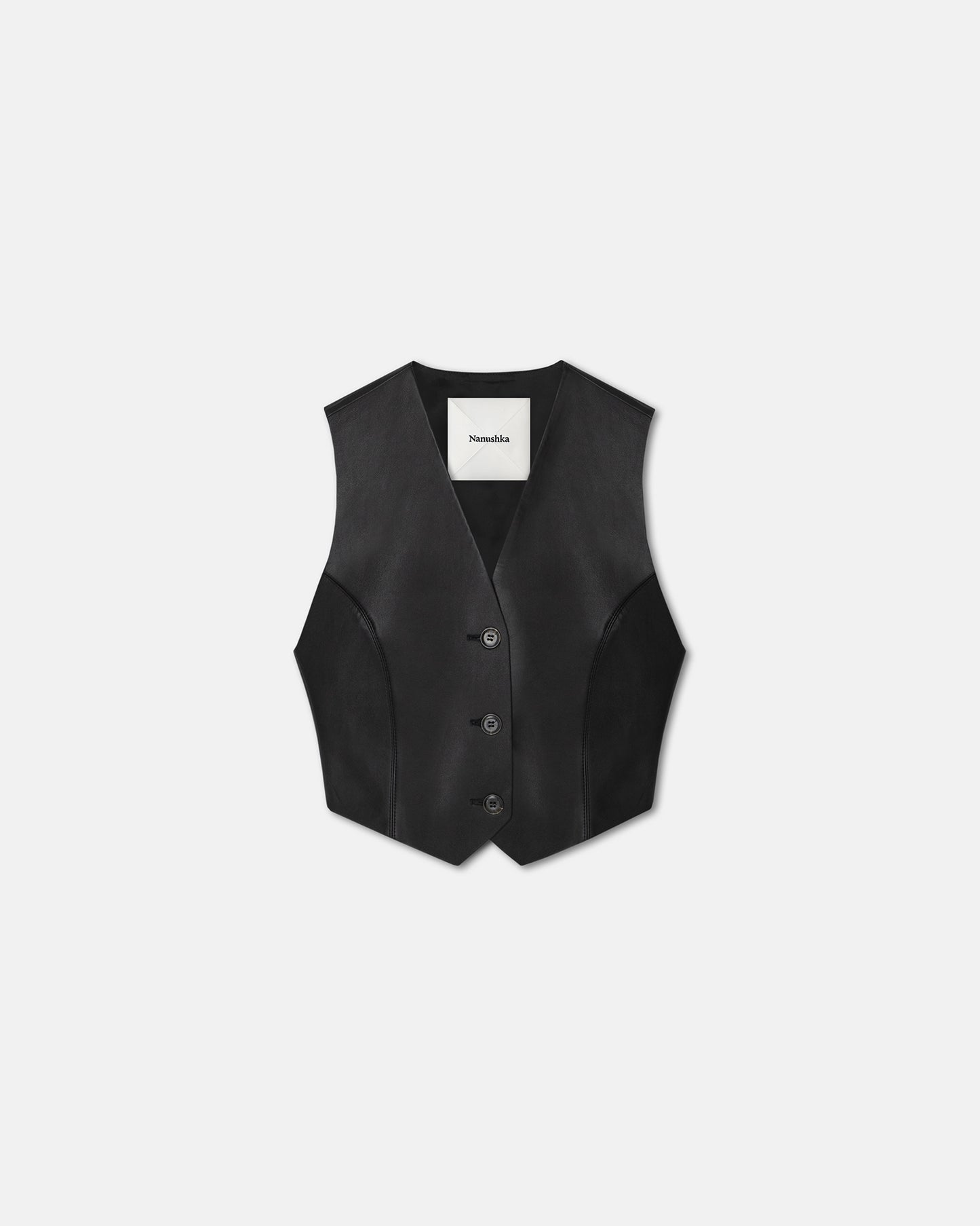 Arnona - Cropped Regenerated Leather Vest - Black