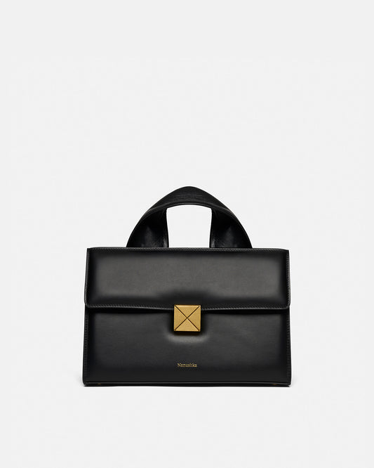 The SANDI Lock - Top Handle Bag - Black