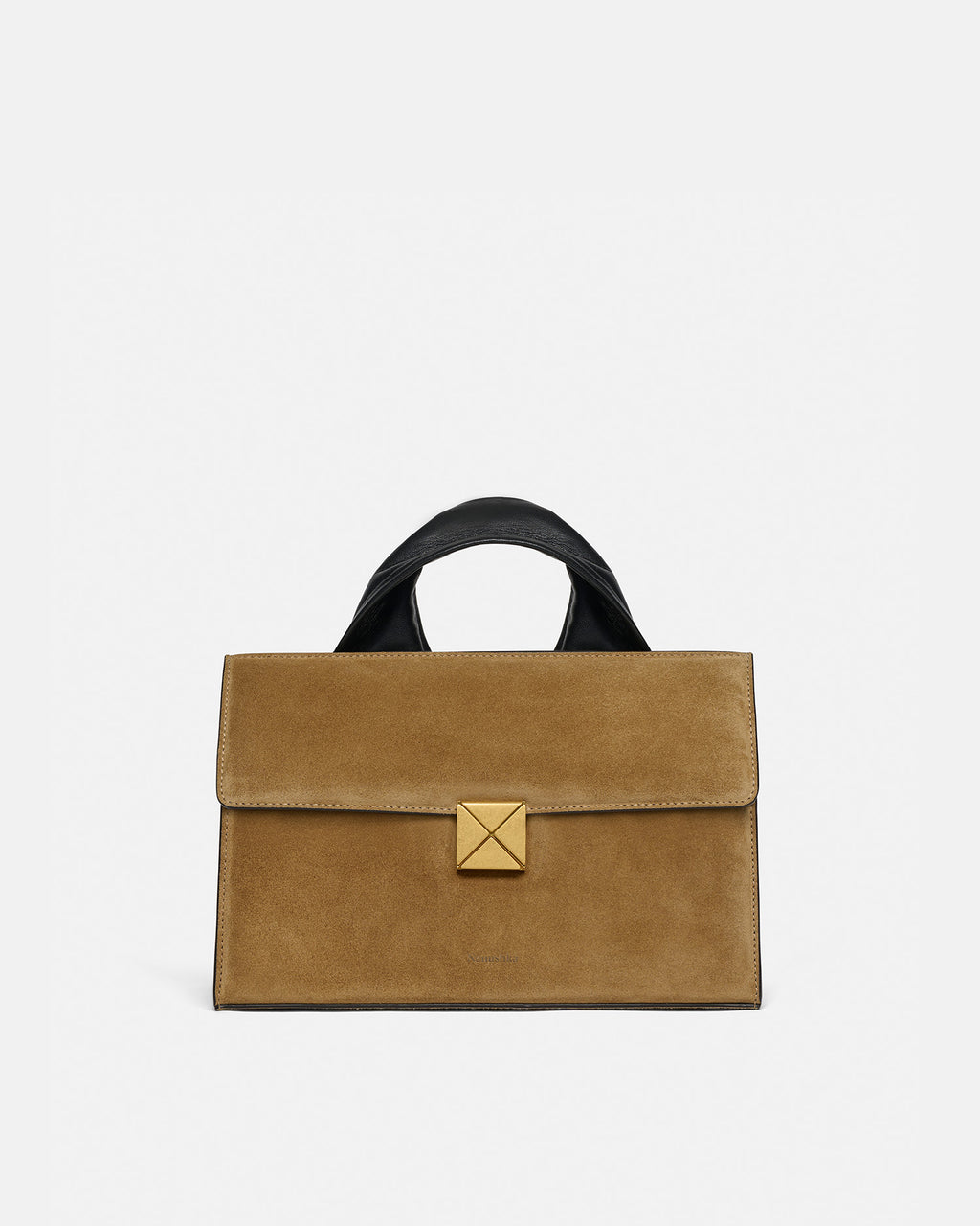 The SANDI Lock - Top Handle Bag - Brown Suede