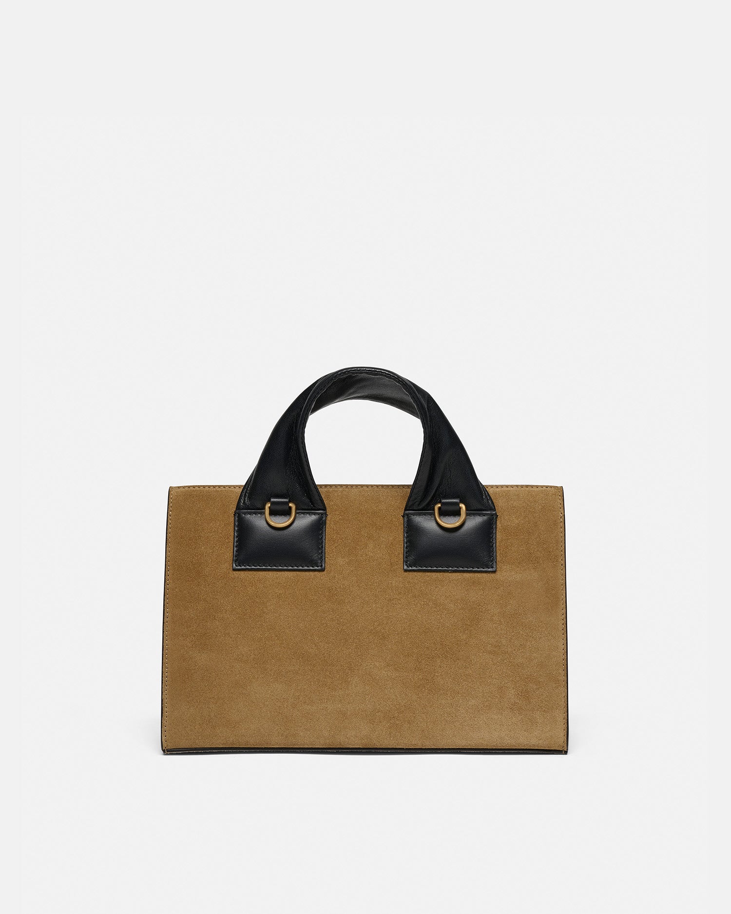 The SANDI Lock - Top Handle Bag - Brown Suede