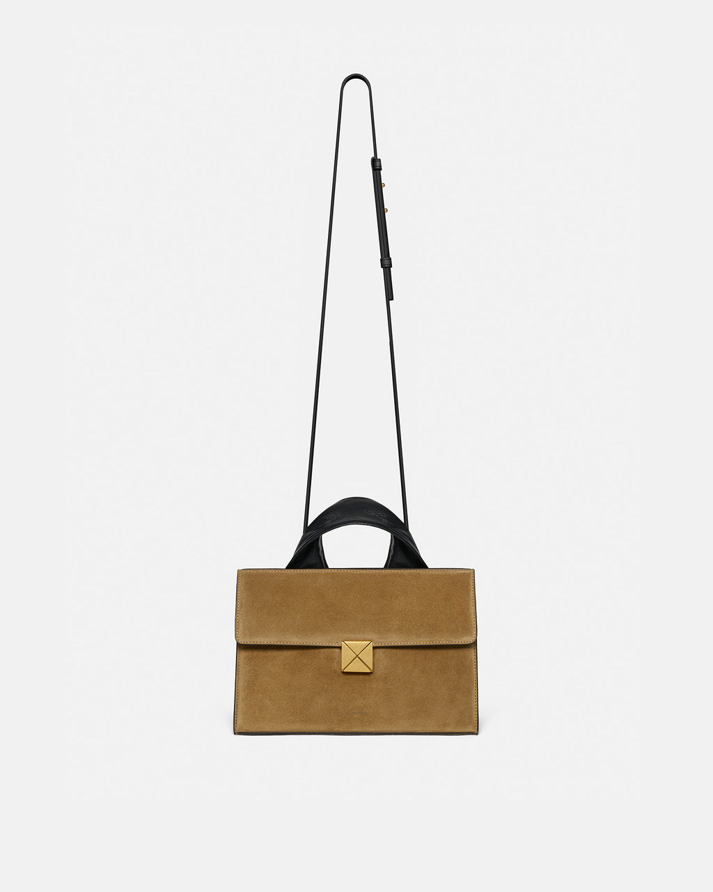The SANDI Lock - Top Handle Bag - Brown Suede