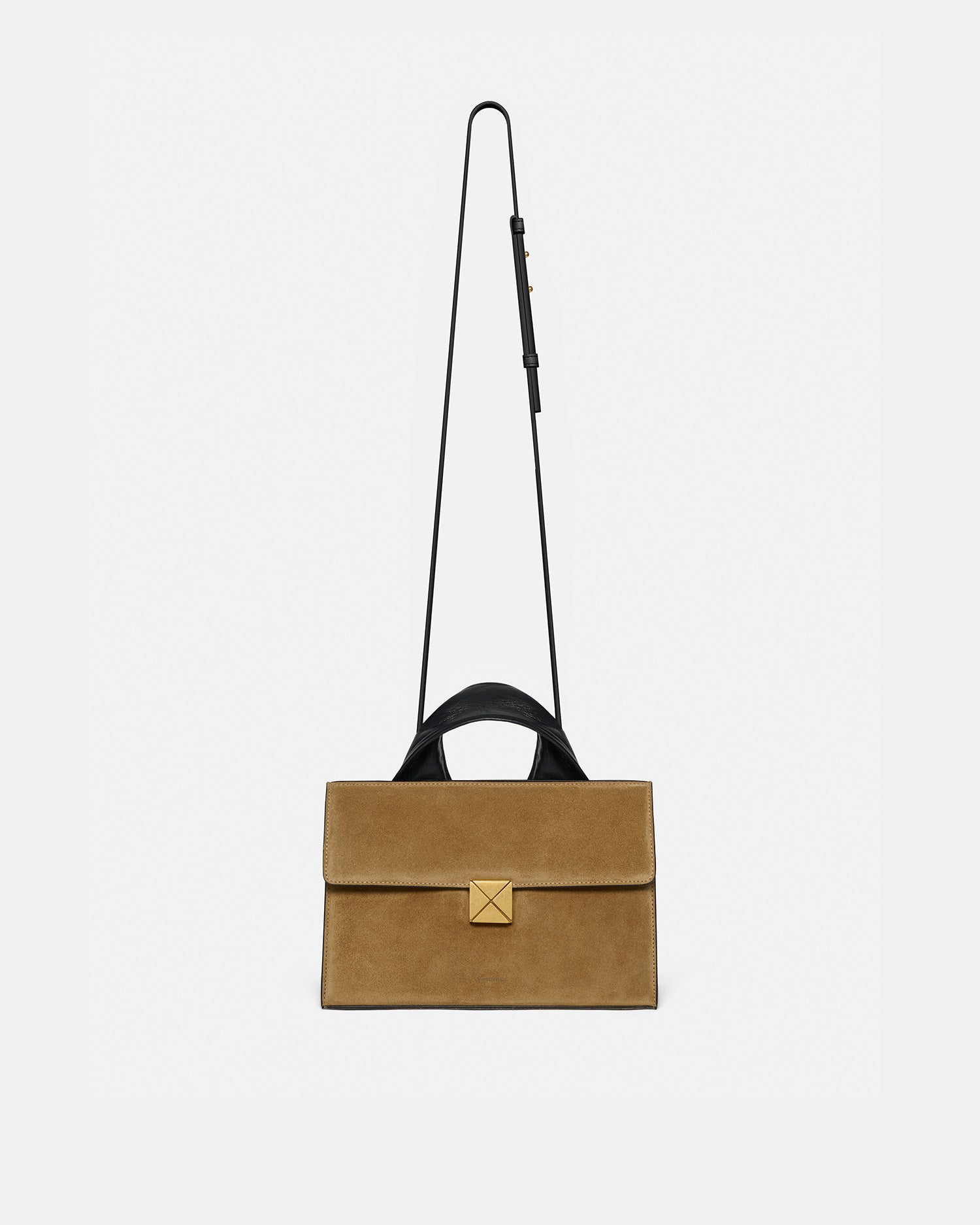 The SANDI Lock - Top Handle Bag - Brown Suede