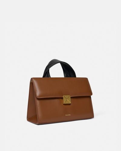 The SANDI Lock - Top Handle Bag - Tan