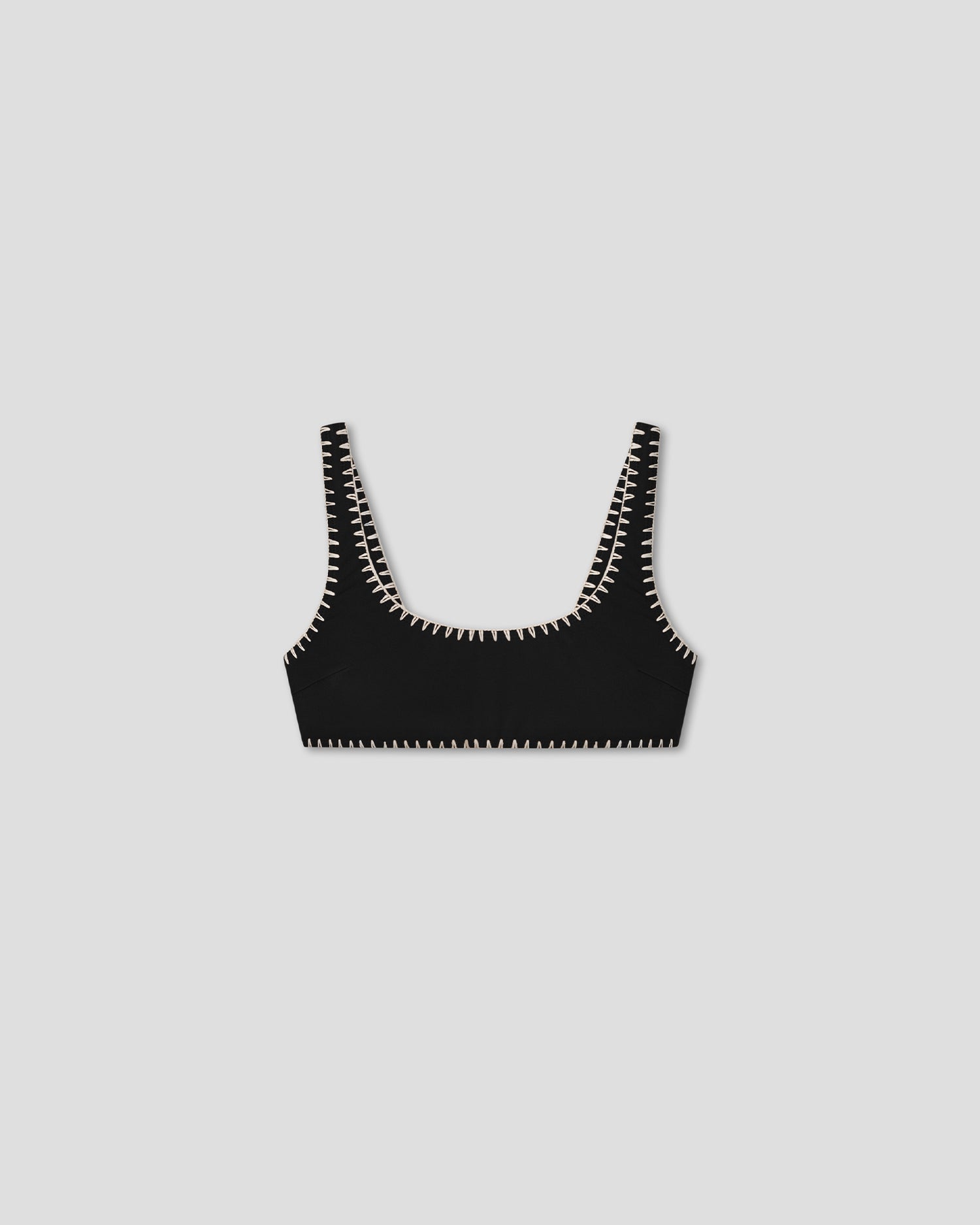 Malti - Recycled nylon bikini top - Black/Creme