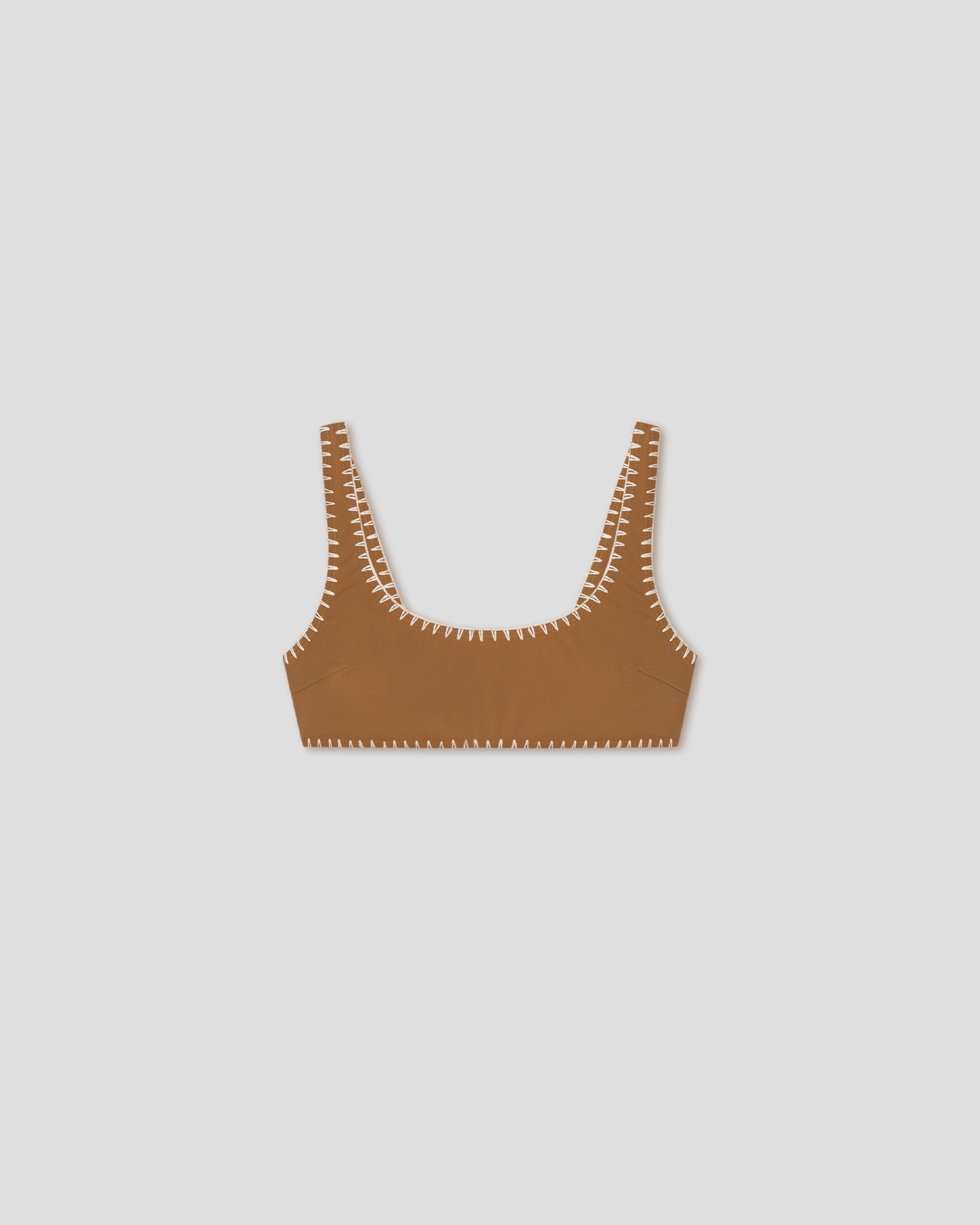 Malti - Recycled nylon bikini top - Brown/Creme