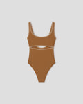 Sorena - Recycled nylon swimsuit - Brown/Creme
