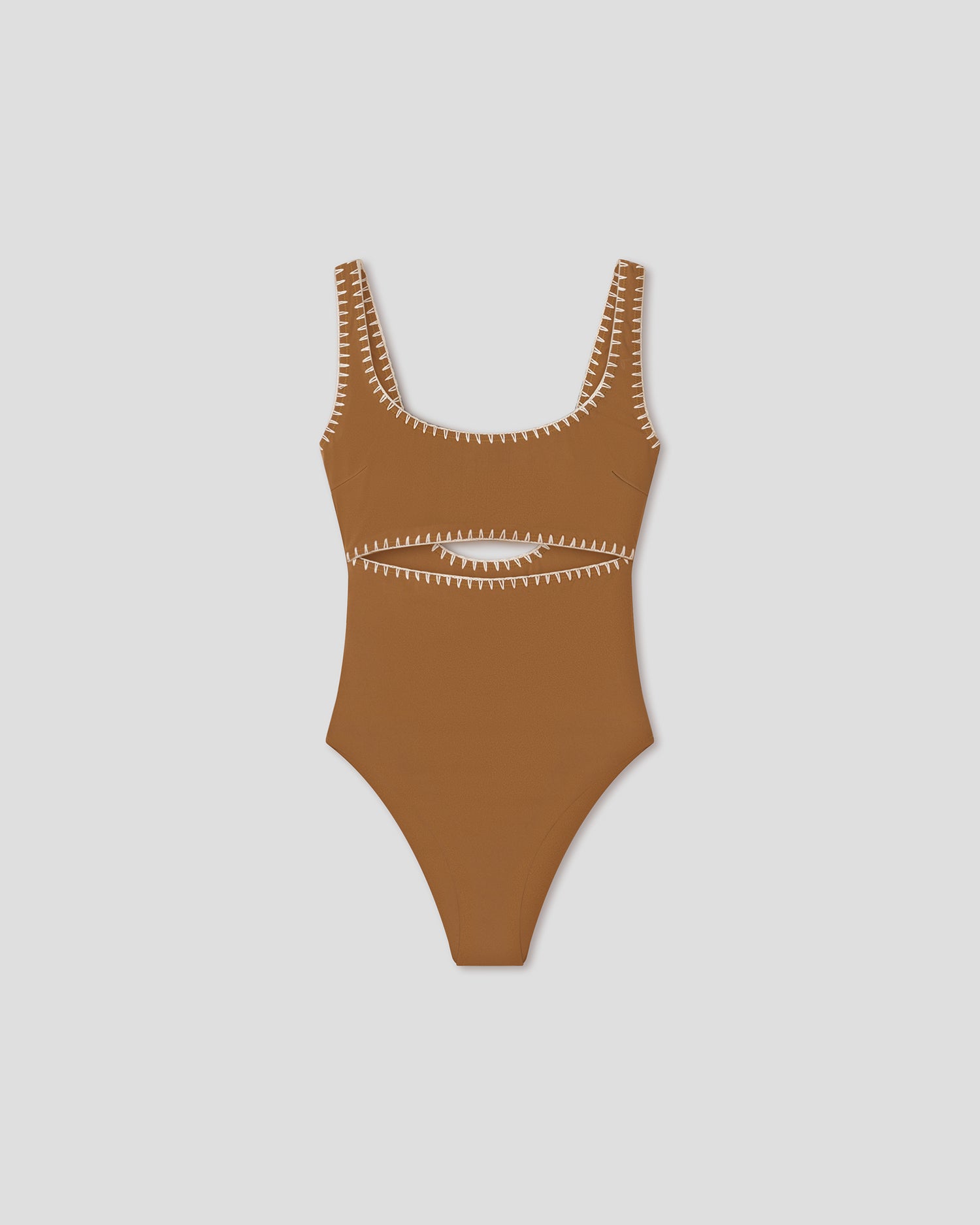 Sorena - Recycled nylon swimsuit - Brown/Creme
