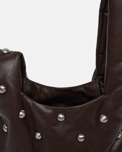 Jen Mini - Okobor/Studs Evening Bag - Coffee Grounds/Silver