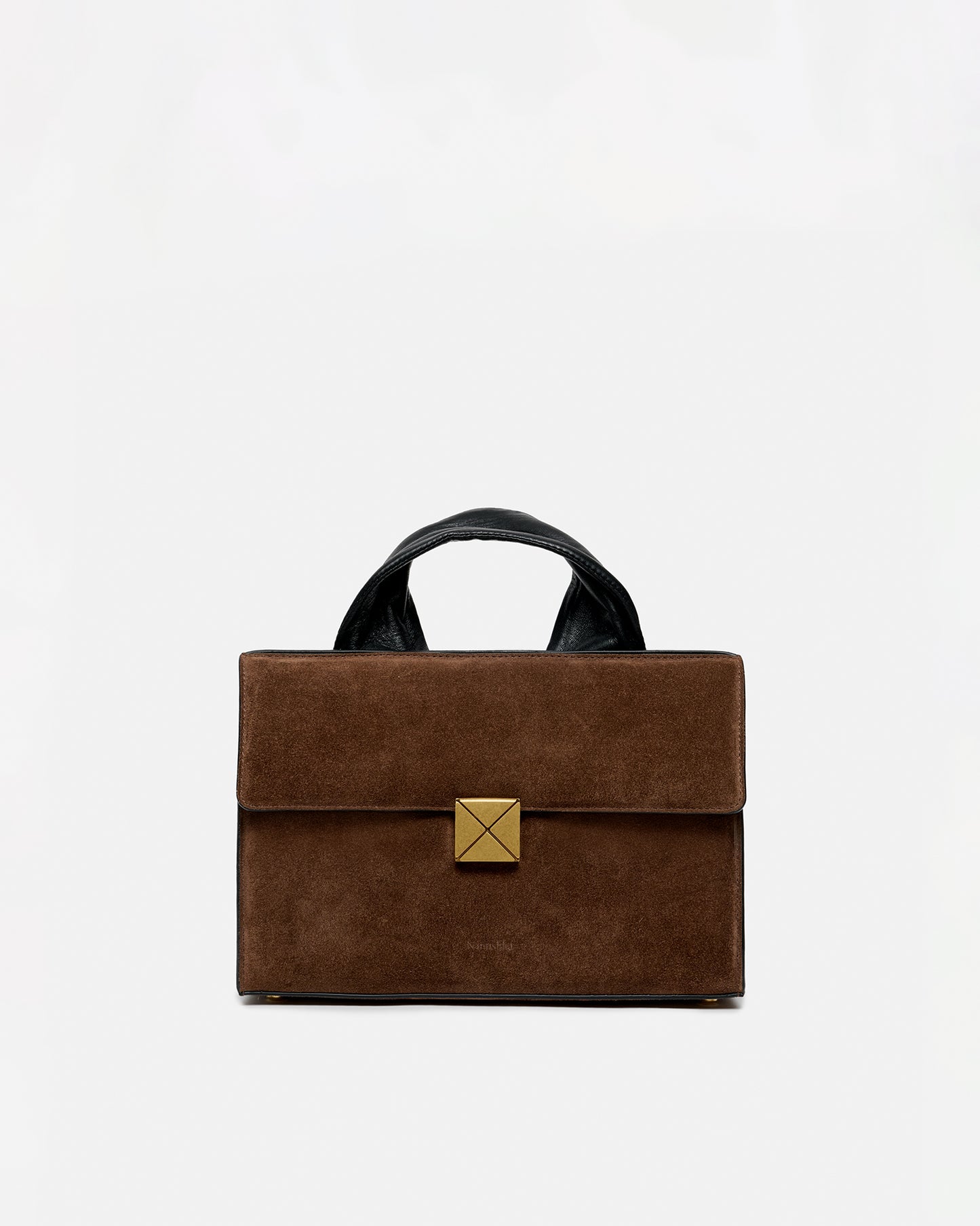 Sandi Lock - Suede Top Handle Bag - Dark Brown