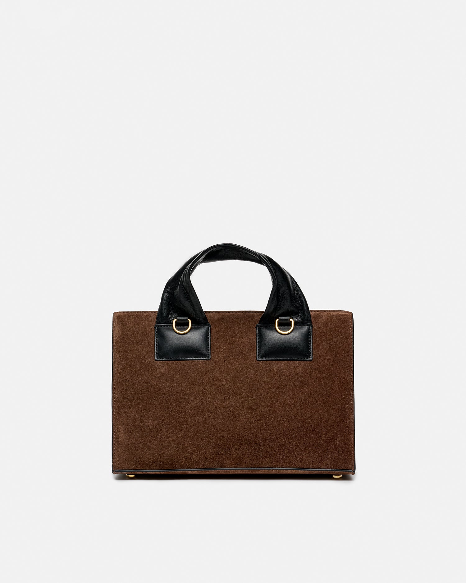 Sandi Lock - Suede Top Handle Bag - Dark Brown