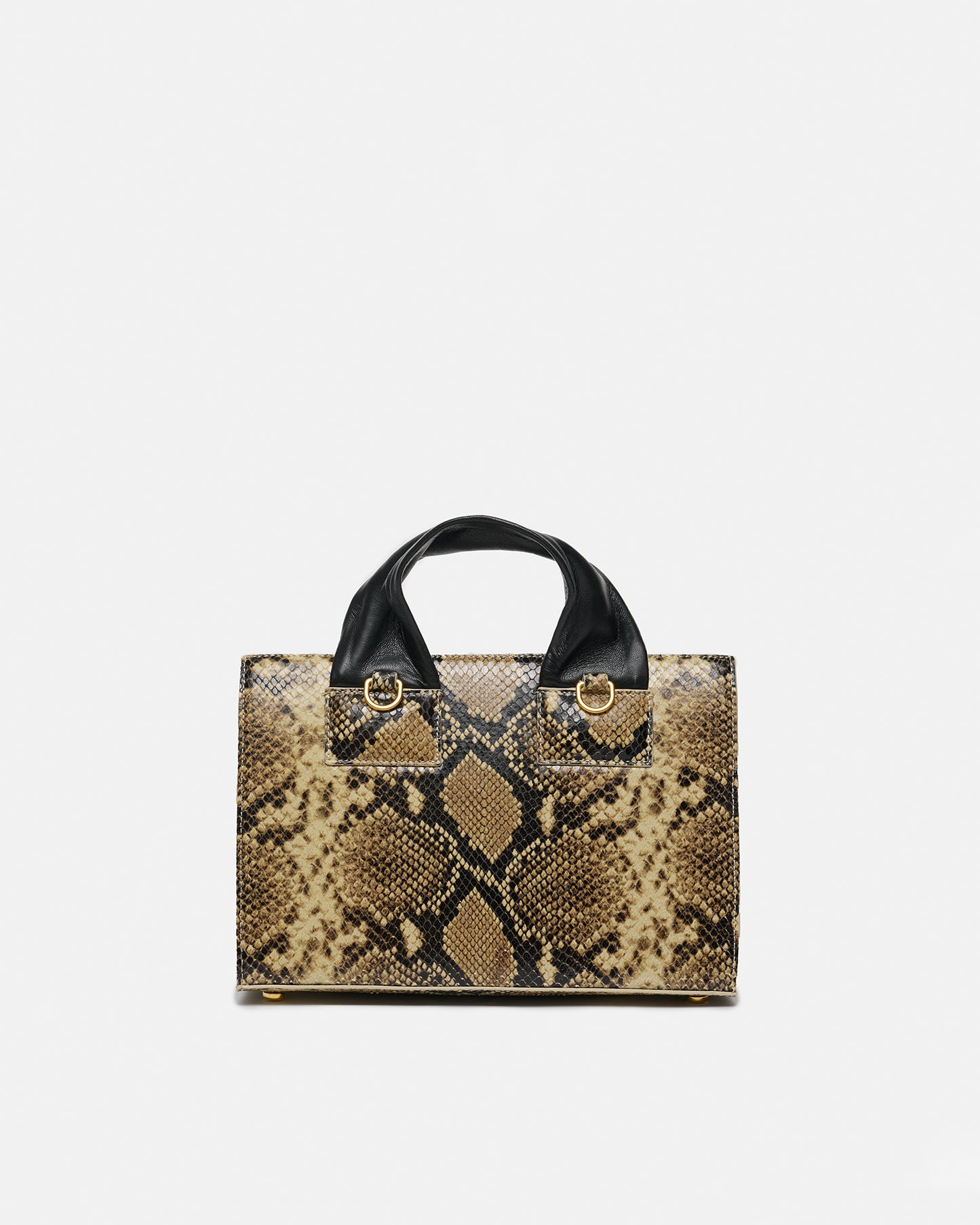 Sandi Lock - Embossed Leather Top Handle Bag - Snake