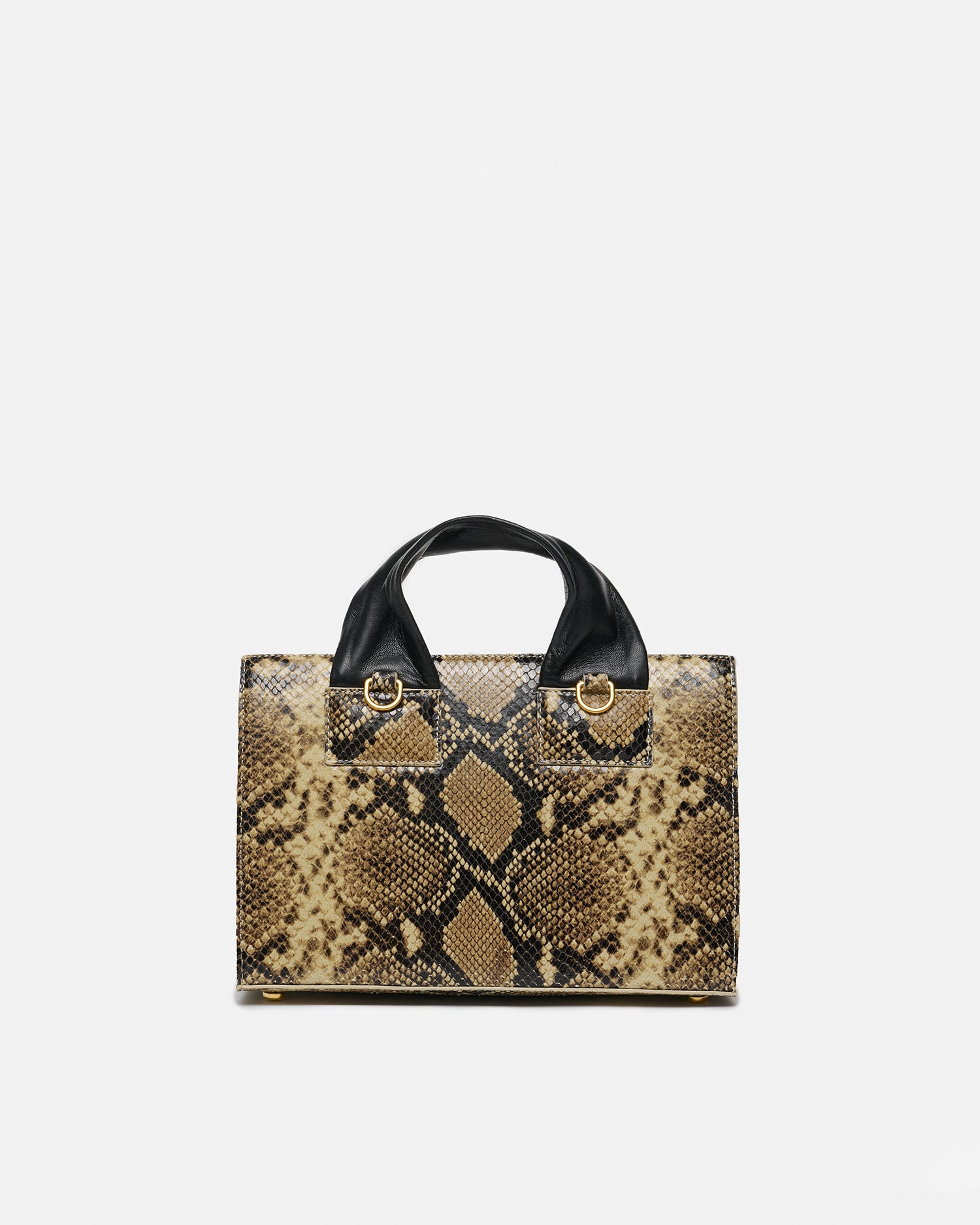 Sandi Lock - Embossed Leather Top Handle Bag - Snake