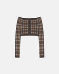 Liliah - Brushed Alpaca Cardigan - Brown/Creme Check