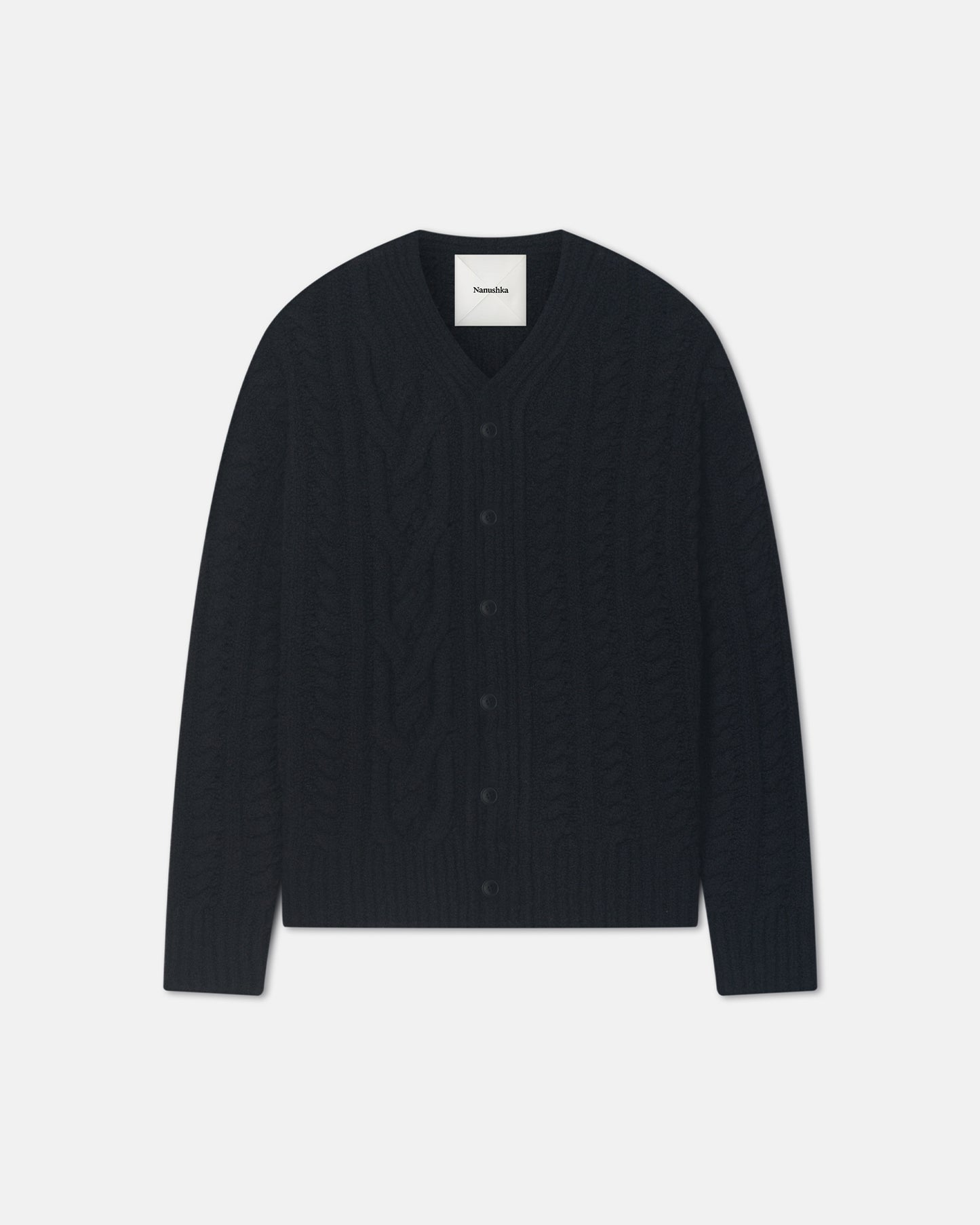 Berit - Boucle Cable Cardigan - Black