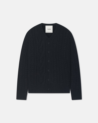 Berit - Boucle Cable Cardigan - Black