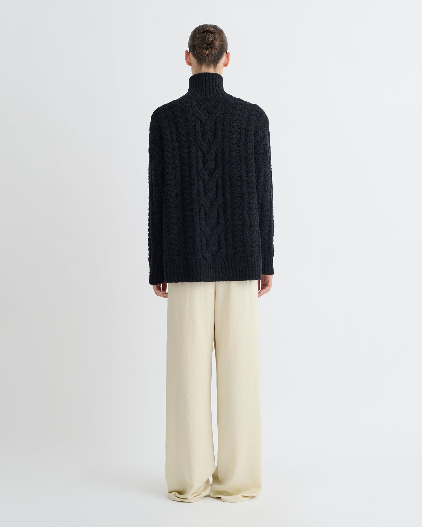 Berit - Boucle Cable Cardigan - Black