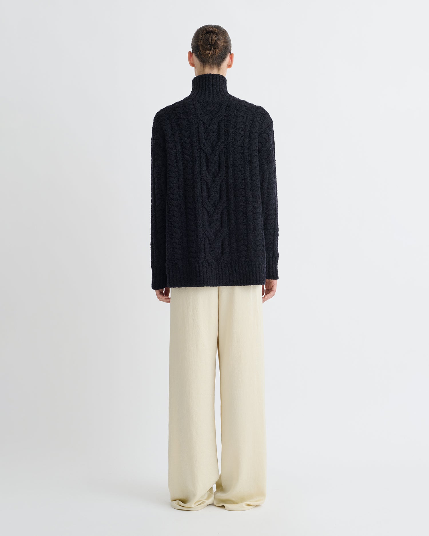 Berit - Boucle Cable Cardigan - Black