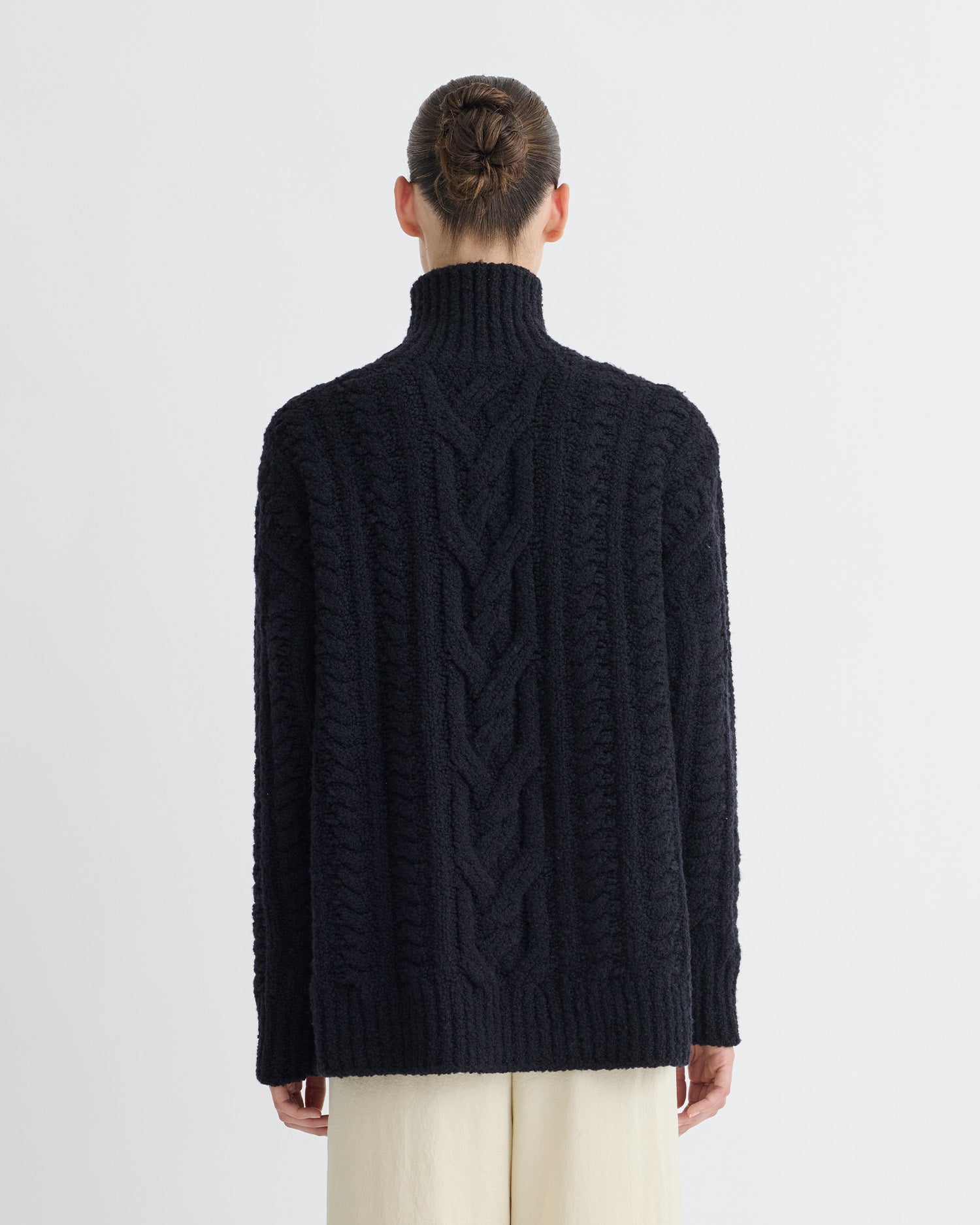Berit - Boucle Cable Cardigan - Black