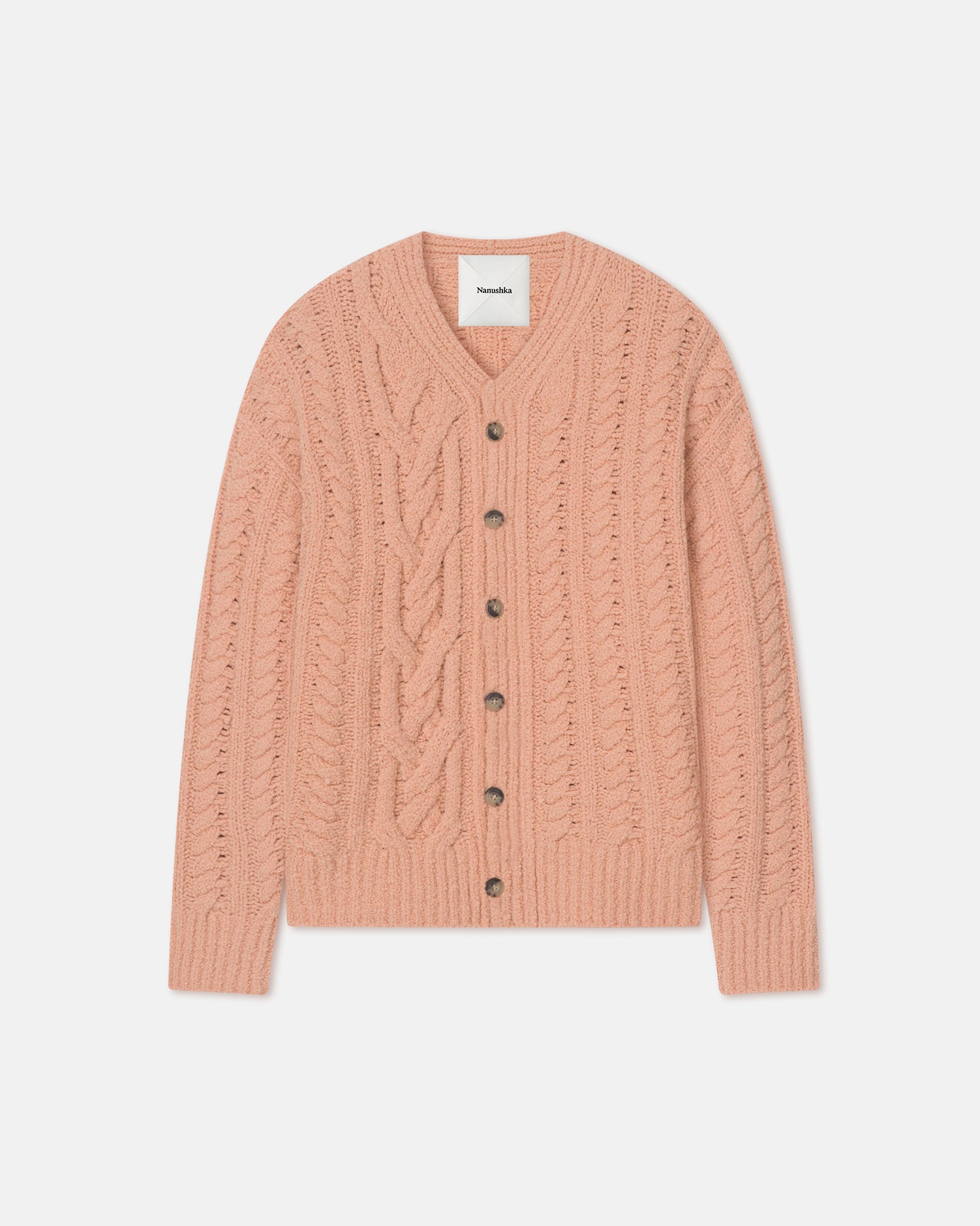 Berit - Boucle Cable Cardigan - Apricot