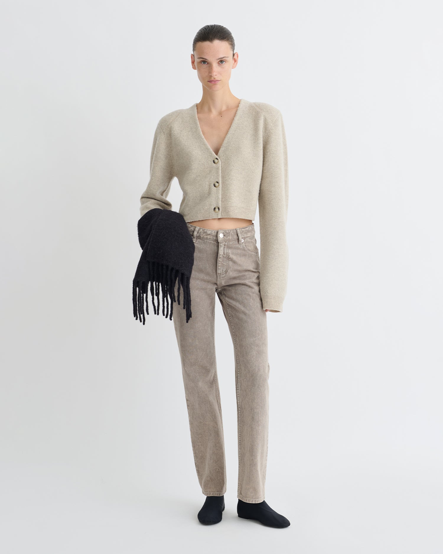 Raddix - Overwashed Merino Cardigan - Oatmeal – Nanushka