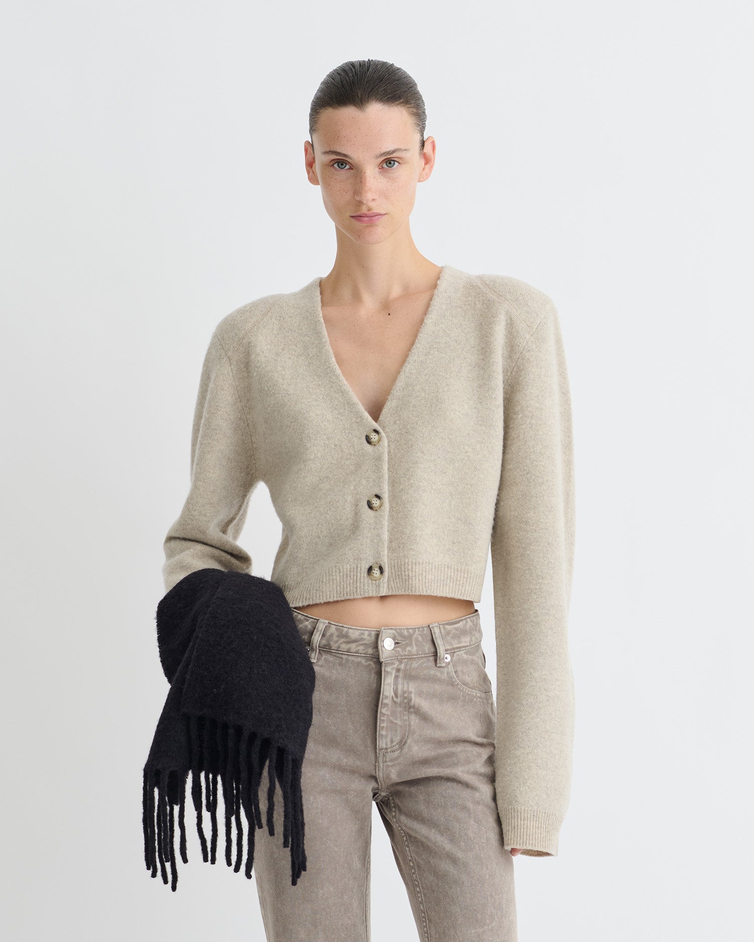 Raddix - Overwashed Merino Cardigan - Oatmeal