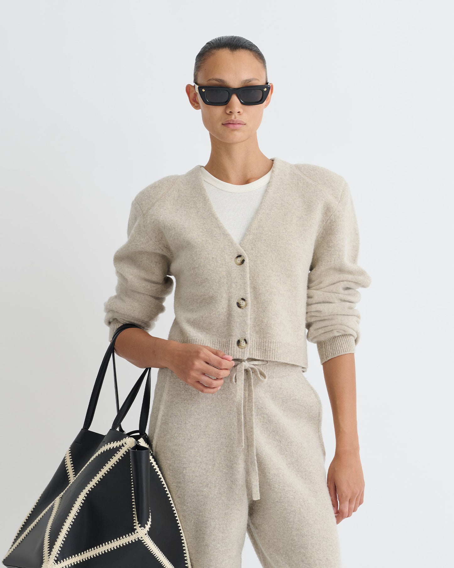 Raddix - Overwashed Merino Cardigan - Oatmeal