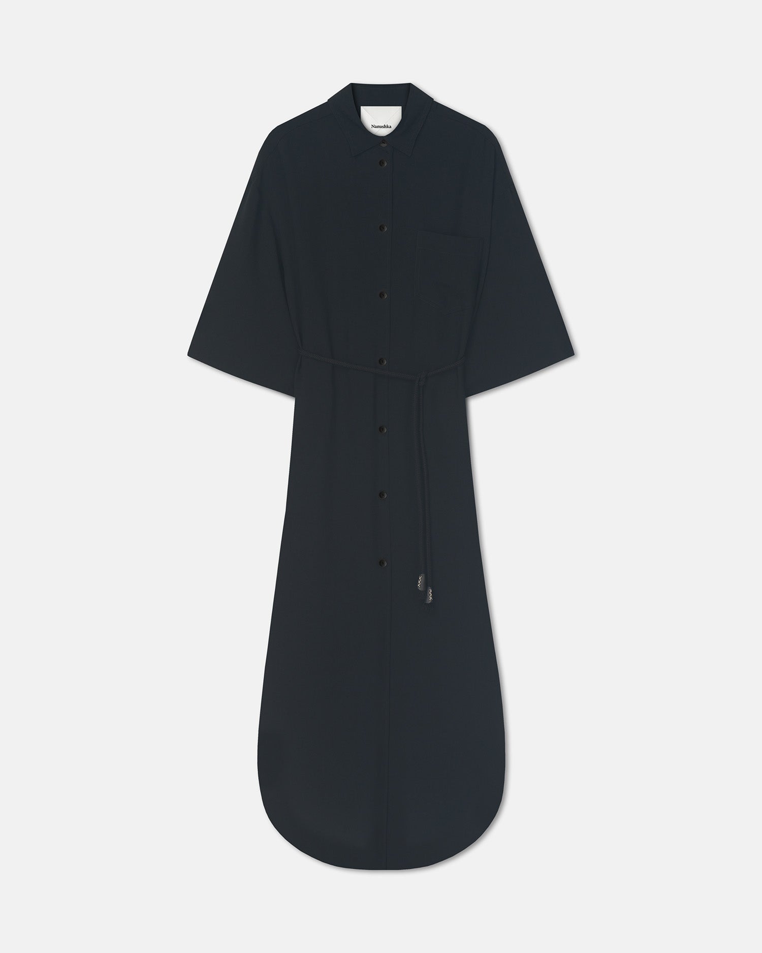 Damala - Tech Linen Shirt Dress - Black
