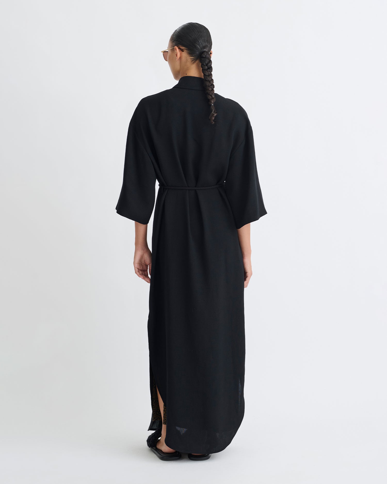 Damala - Tech Linen Shirt Dress - Black
