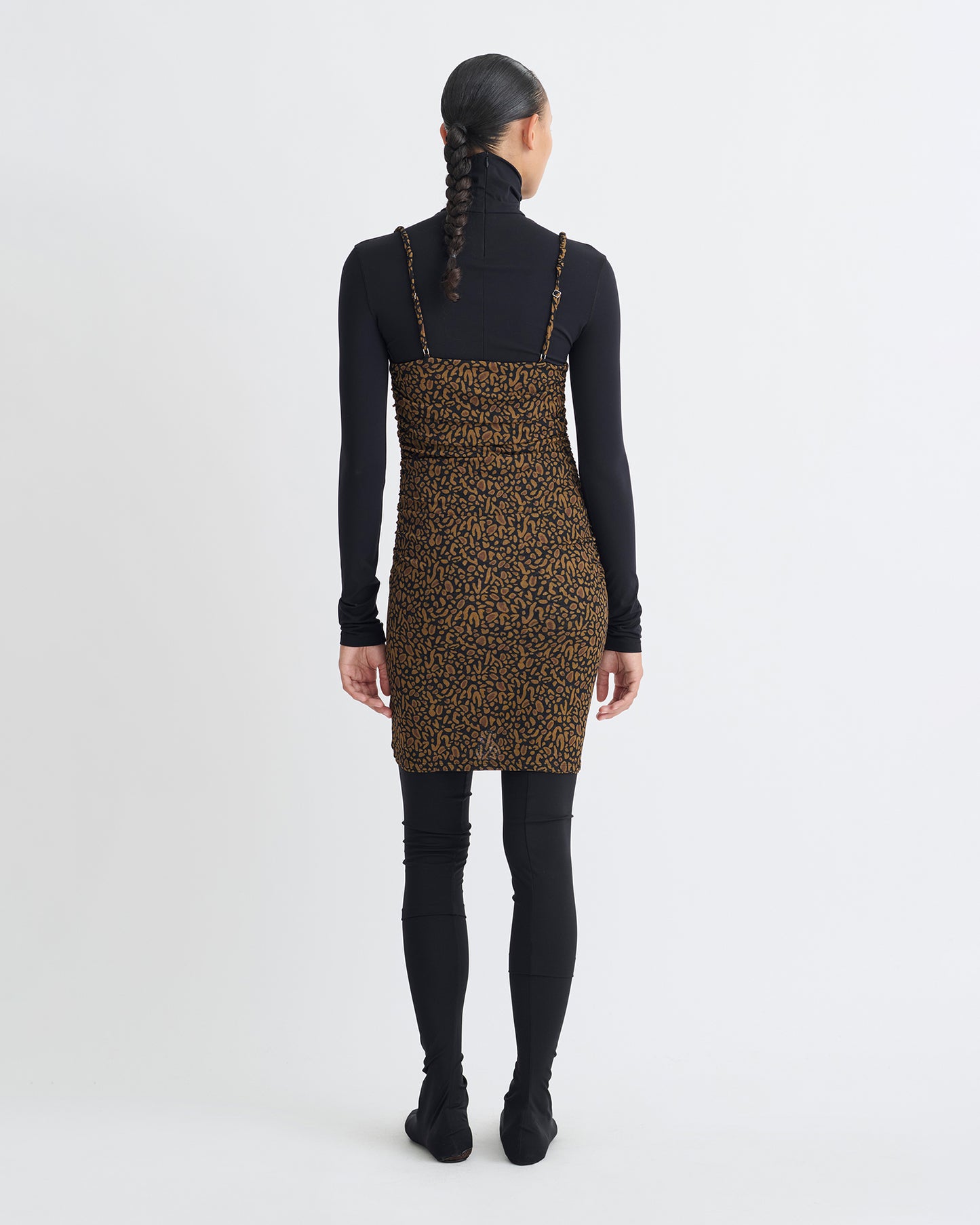 Adie - Printed Mesh-Jersey Dress - Brown Ocelot