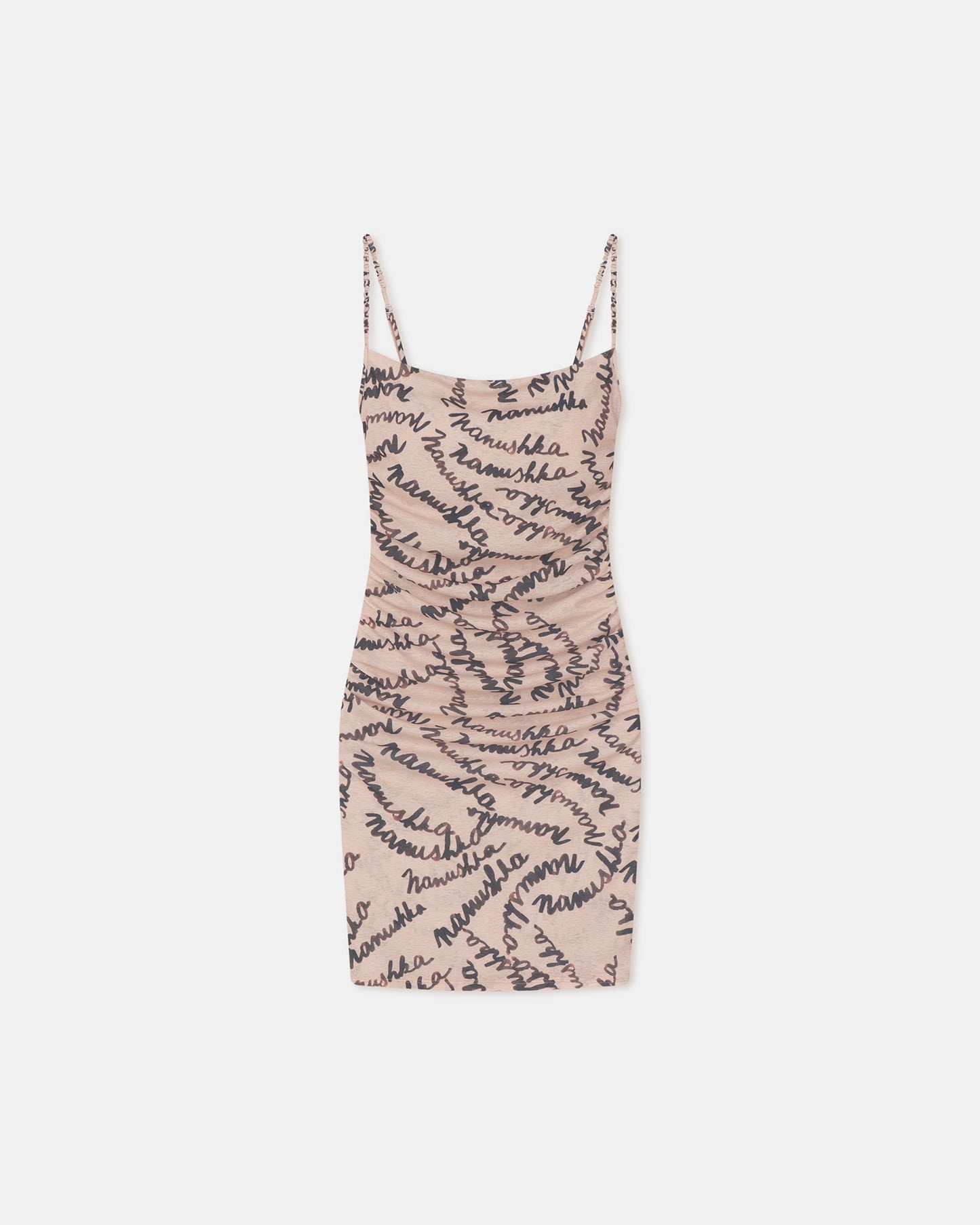 Adie - Printed Mesh-Jersey Dress - Creme Scribble Logo
