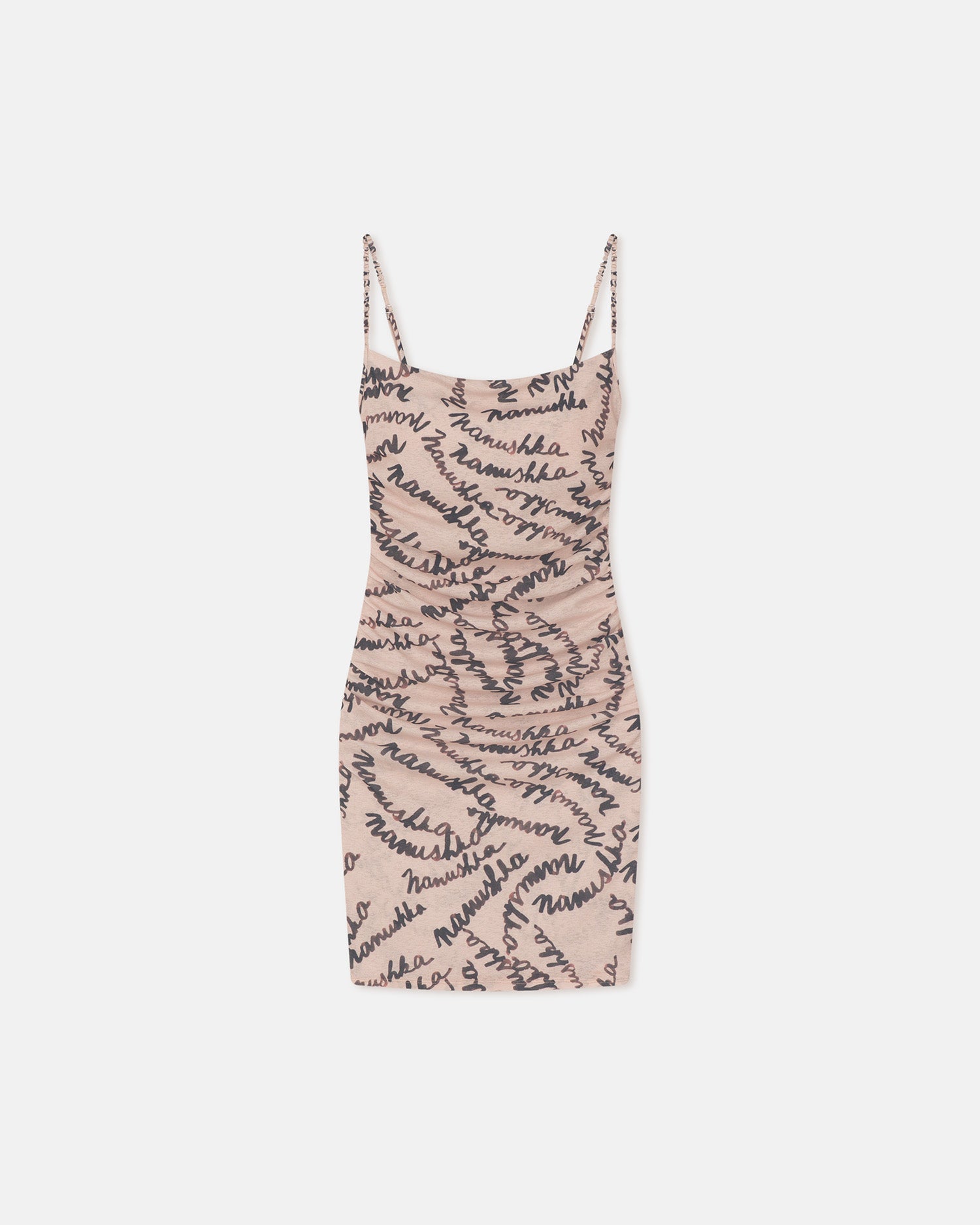 Adie - Printed Mesh-Jersey Dress - Creme Scribble Logo