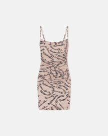 Adie - Printed Mesh-Jersey Dress - Creme Scribble Logo