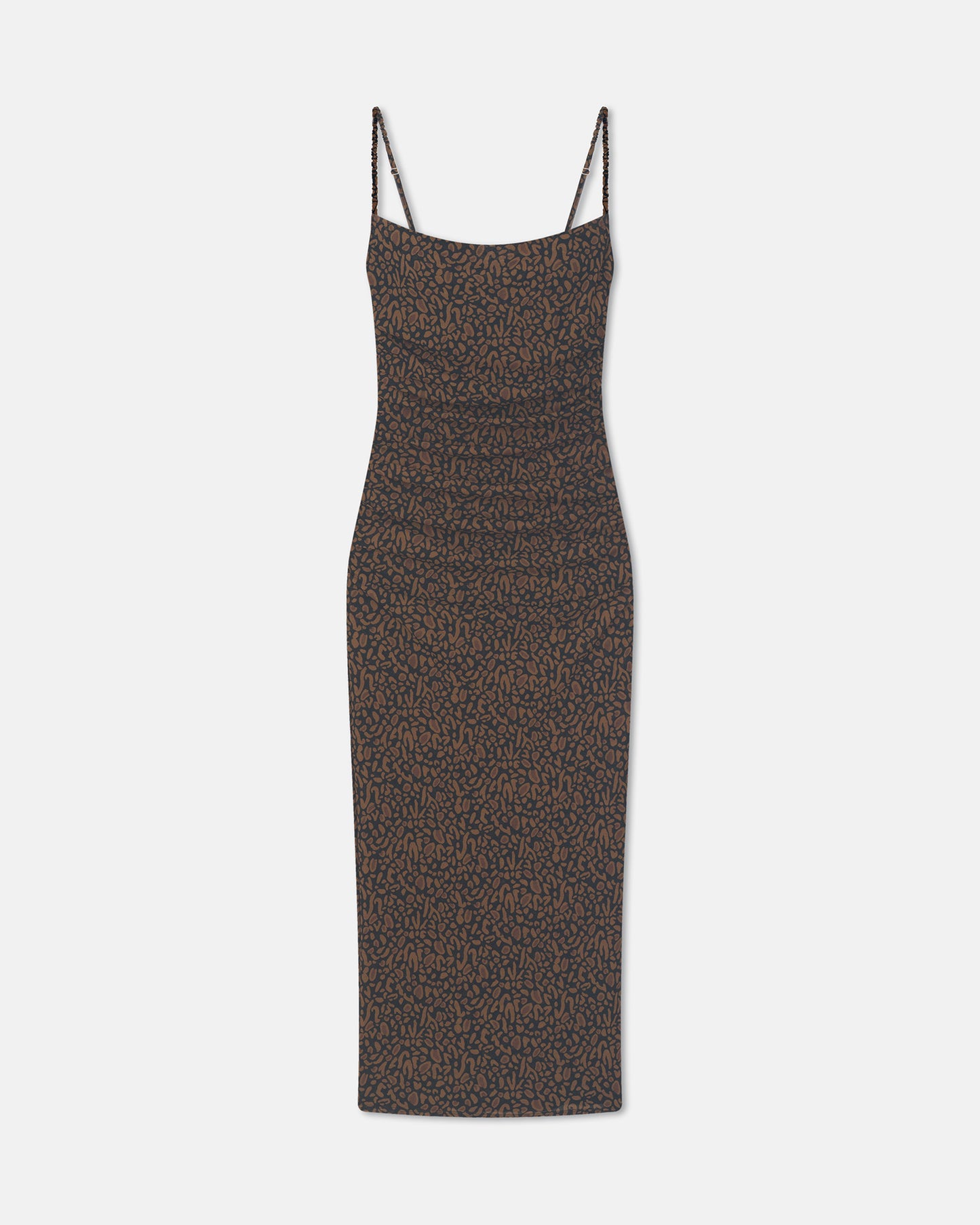 Alexa - Printed Mesh Jersey Midi Dress - Brown Ocelot