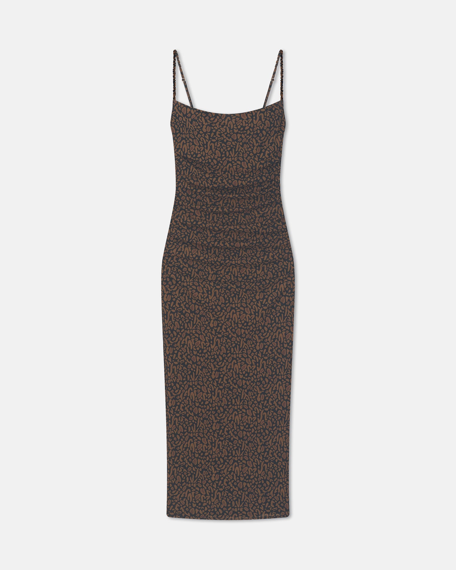 Alexa - Printed Mesh Jersey Midi Dress - Brown Ocelot