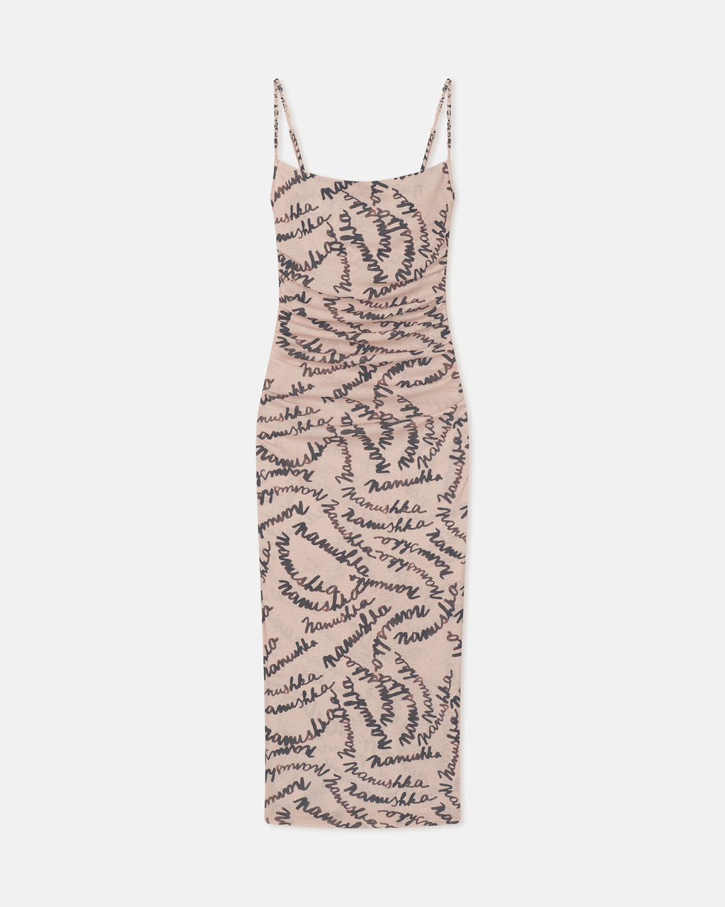 Alexa - Printed Mesh Jersey Midi Dress - Creme Scribble Logo