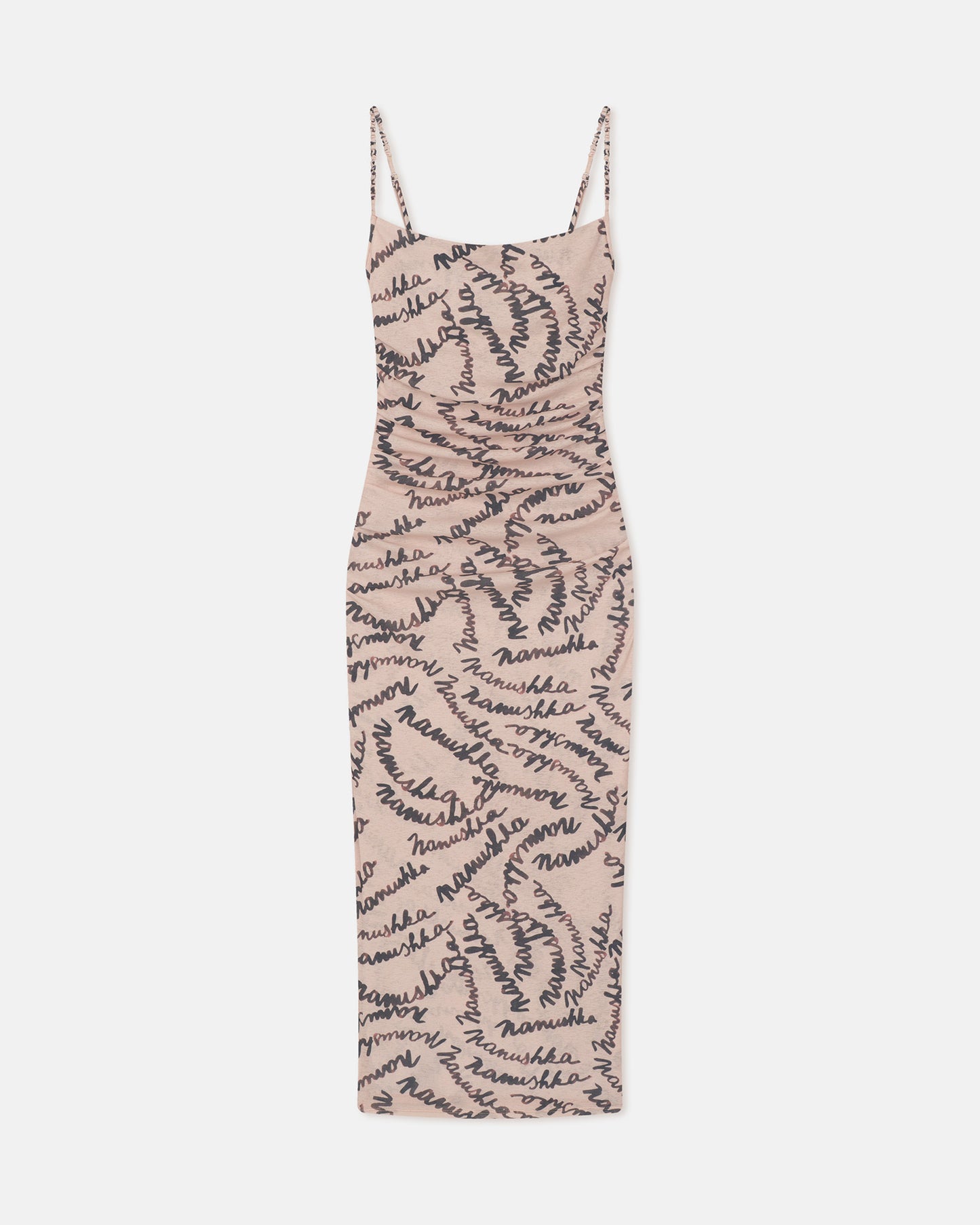 Alexa - Printed Mesh Jersey Midi Dress - Creme Scribble Logo