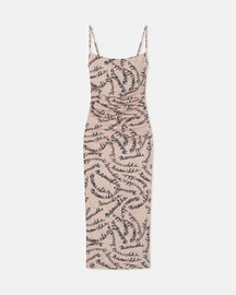 Alexa - Printed Mesh Jersey Midi Dress - Creme Scribble Logo
