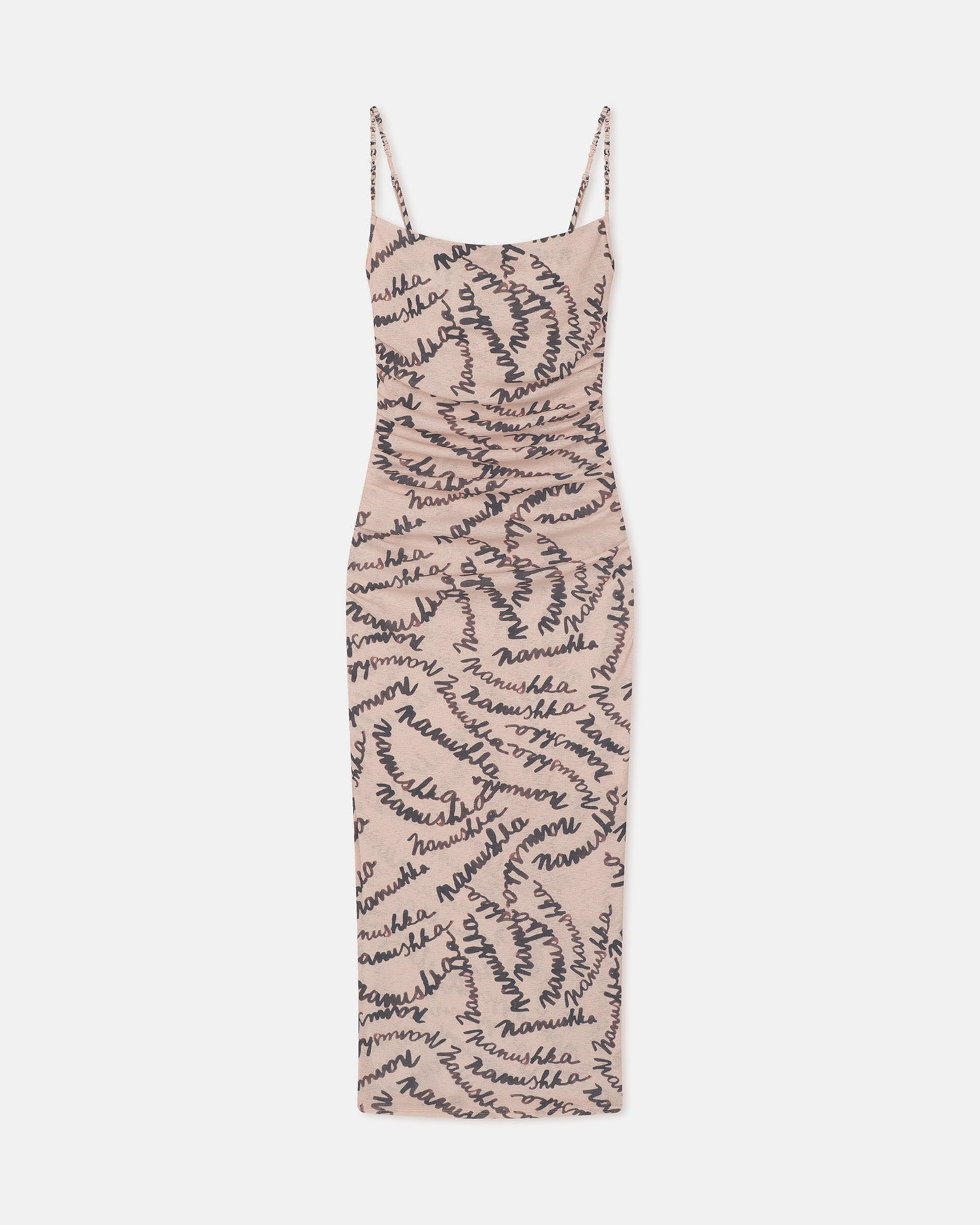 Alexa - Printed Mesh Jersey Midi Dress - Creme Scribble Logo