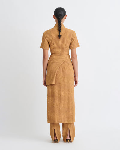 Sabri - Seersucker Shirt Dress - Camel