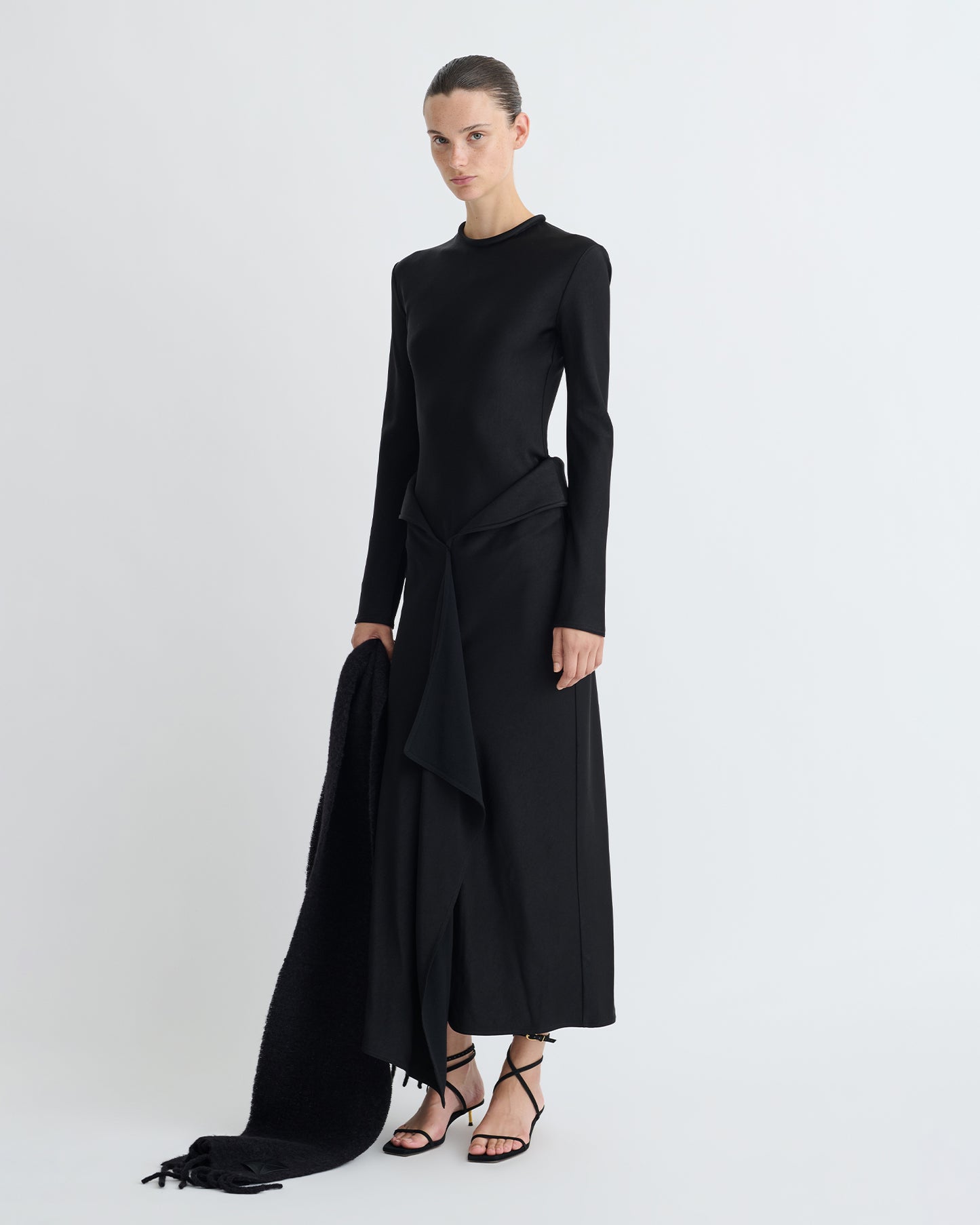 Diah - Crisp Satin Dress - Black